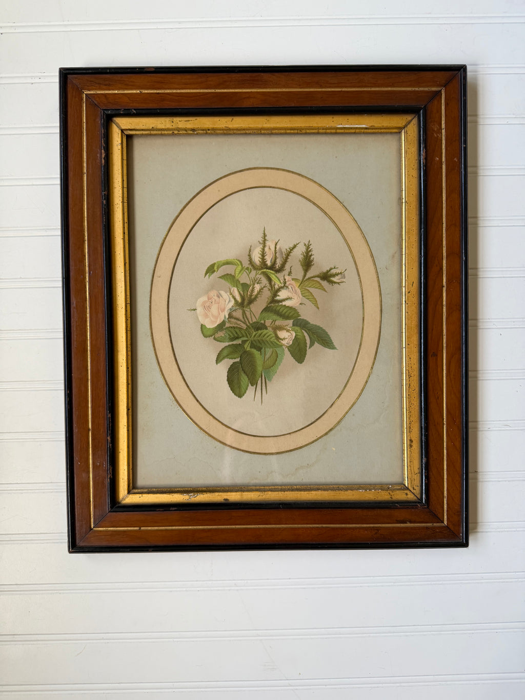 Floral Art in Antique Wood Frames
