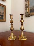 Set of 2 Antique Brass English Candle Holders