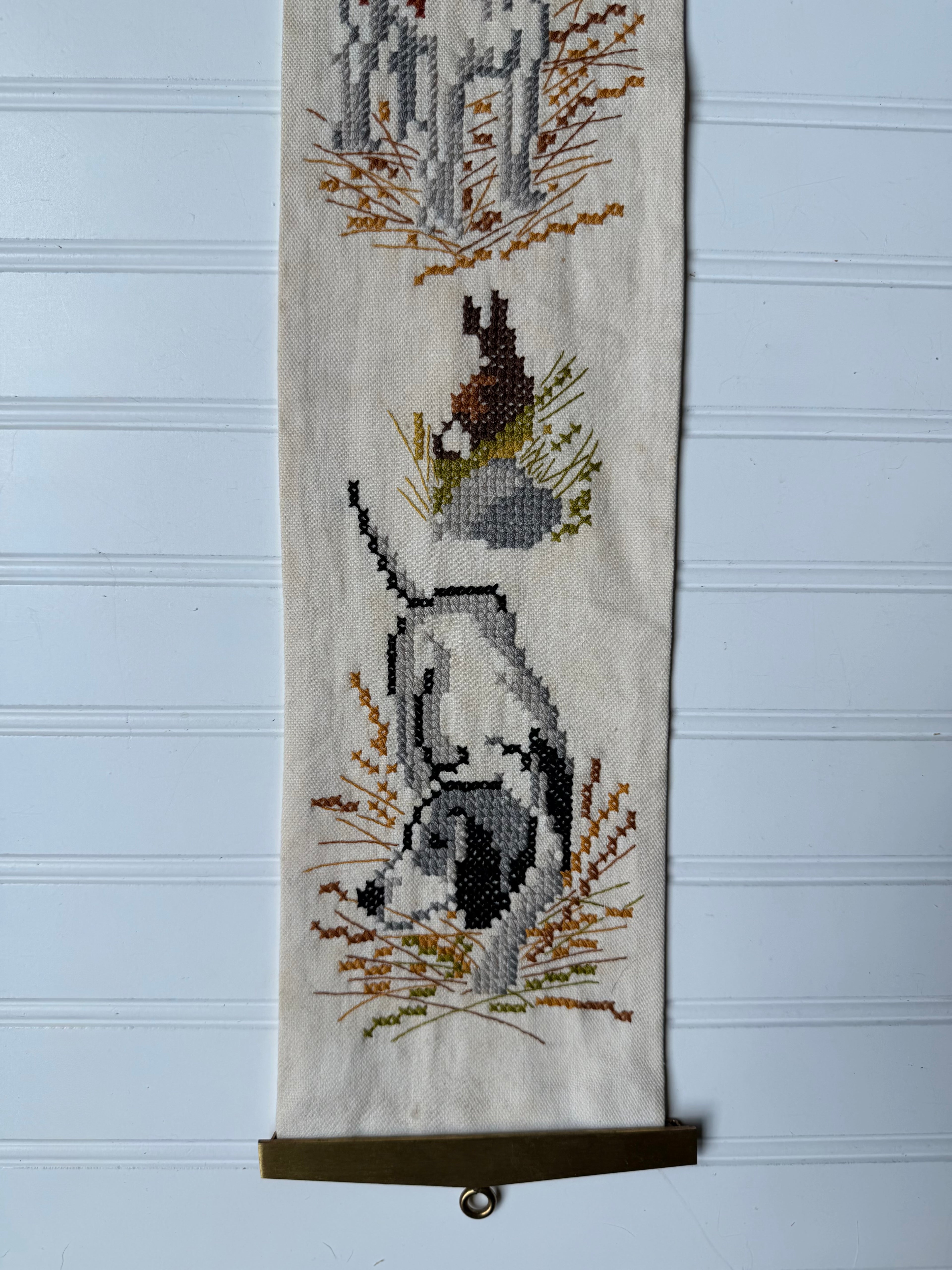 Vintage Dog Theme Needle Point Bell Pull