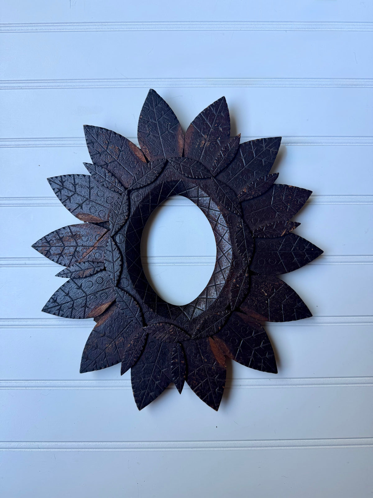 Wooden Hand-Carved Tramp Art Picture Frame (circa 1880–1920)
