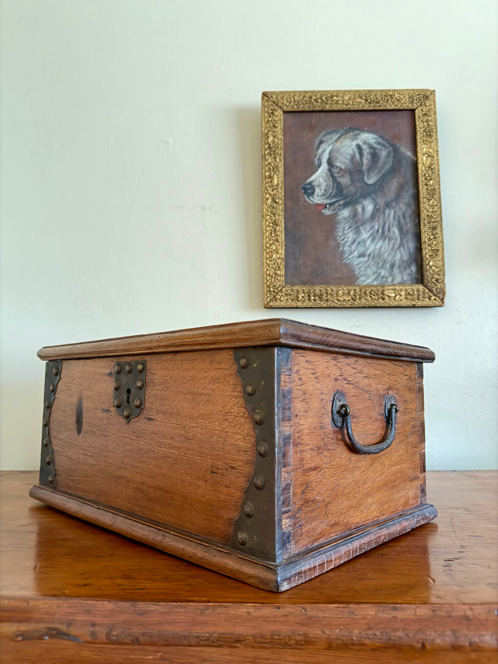 Antique Table Top Wooden Trunk Box