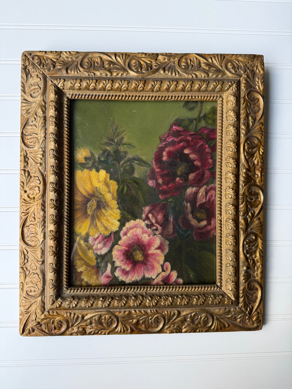 Antique Downsized Oil in Guilt Frame