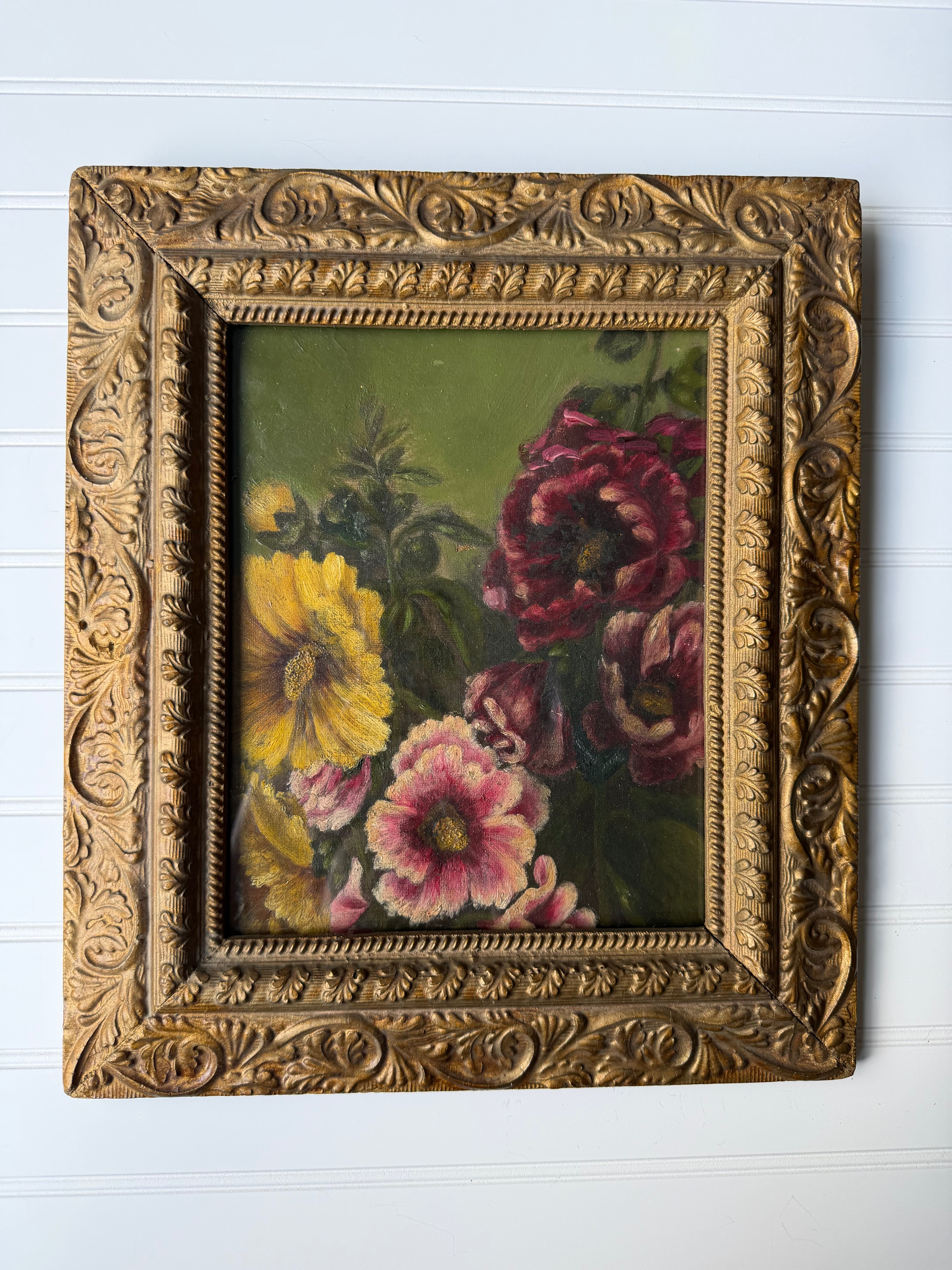 Antique Downsized Oil in Guilt Frame