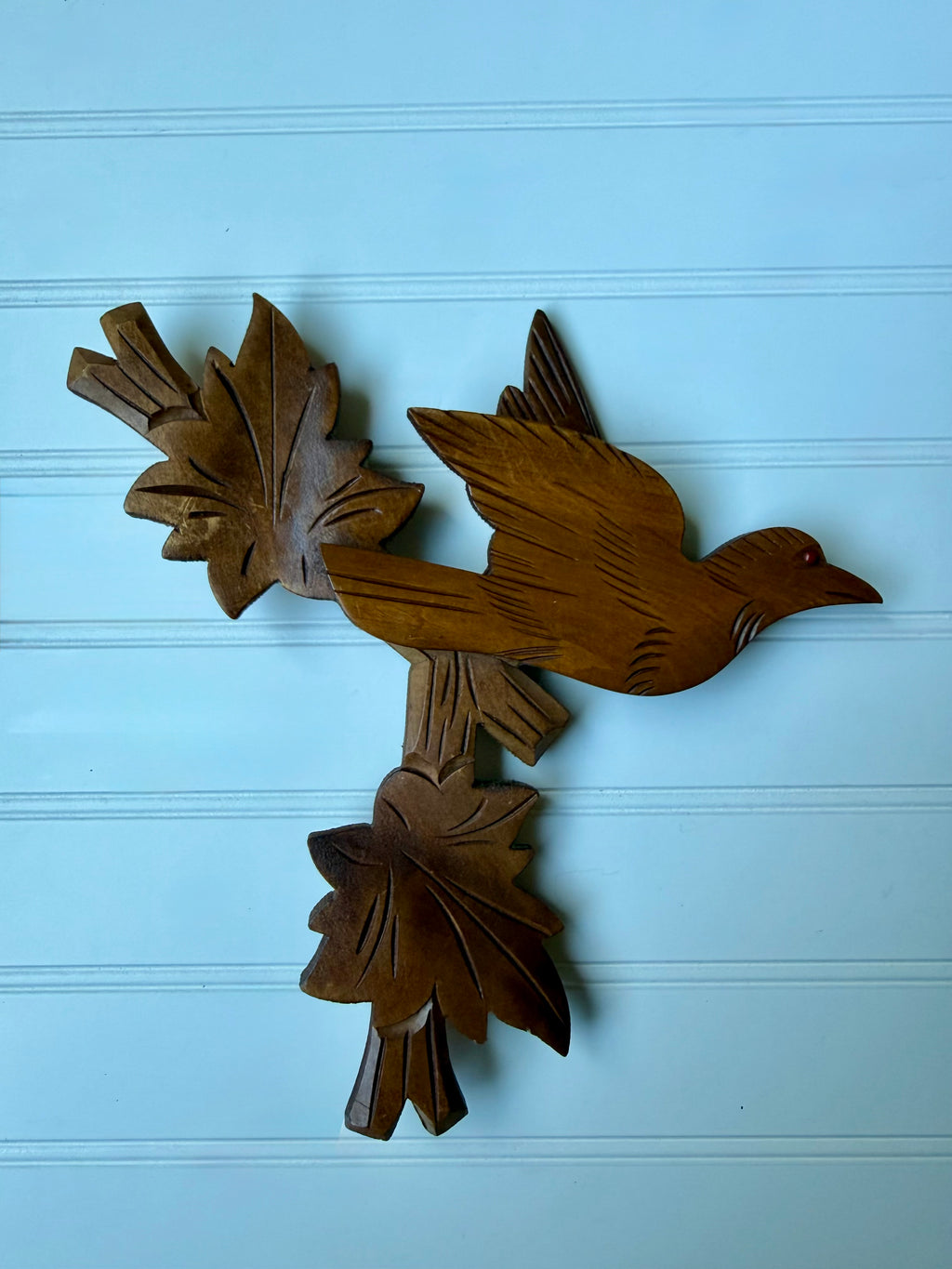 Hand-Carved Black Forest Cuckoo Clock Bird & Leaf Pediment Topper