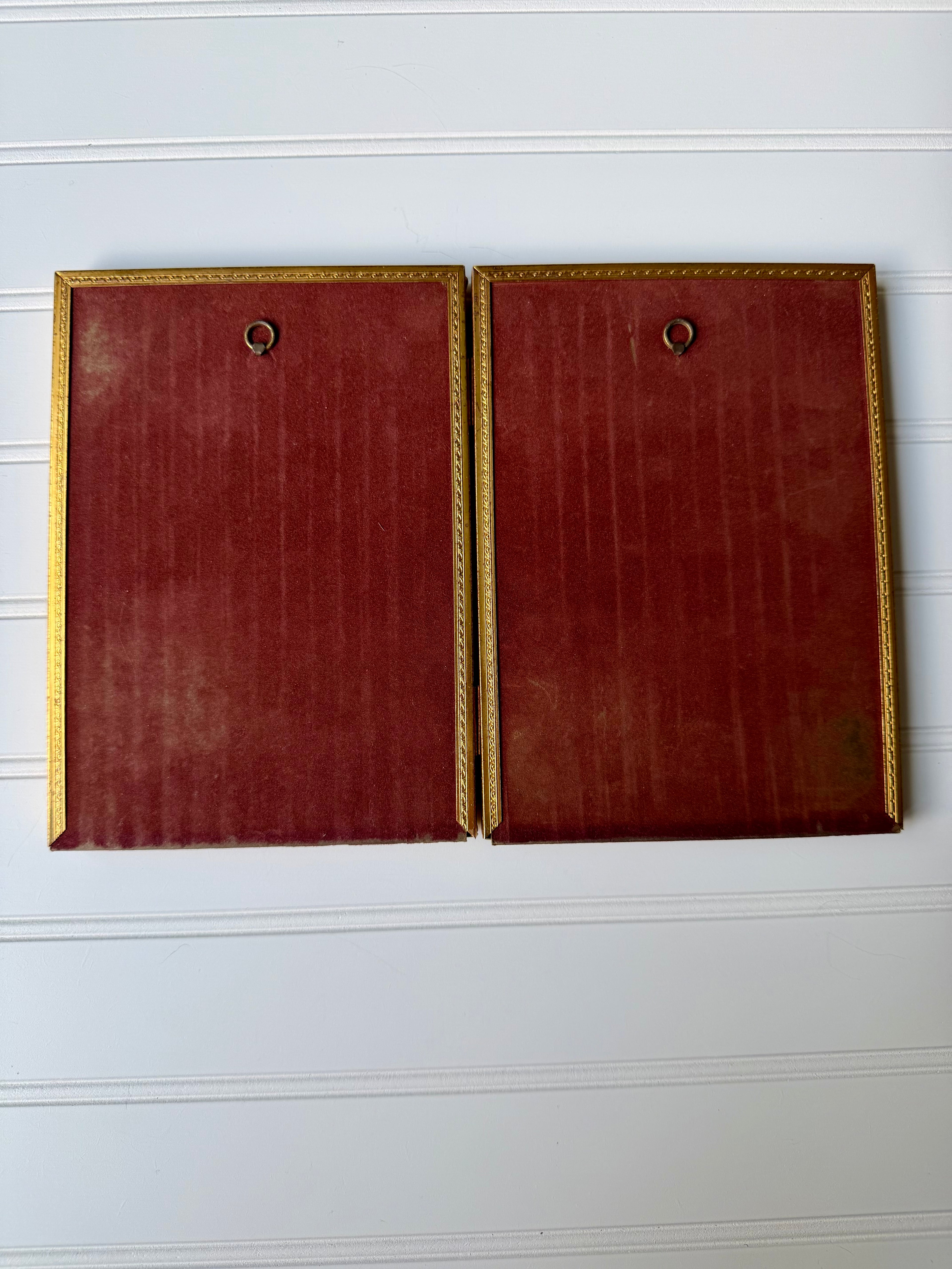 Antique Floral “Diptych Style” Oil in Brass Folding Frame