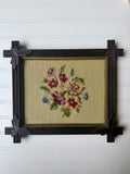 Antique Needle Work in Black Forest Frame