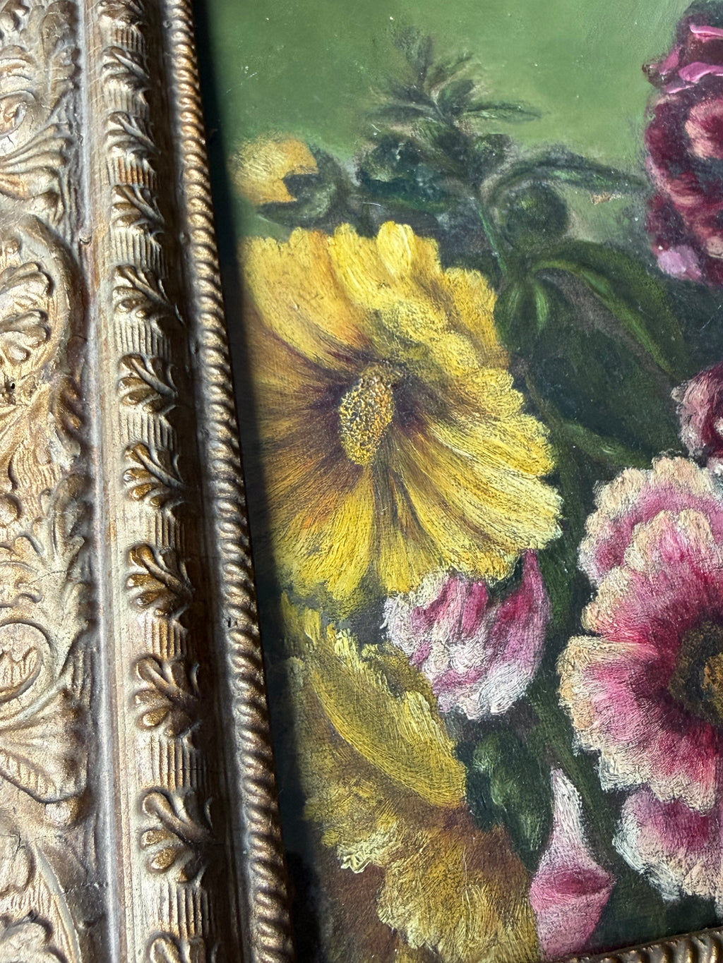 Antique Downsized Oil in Guilt Frame