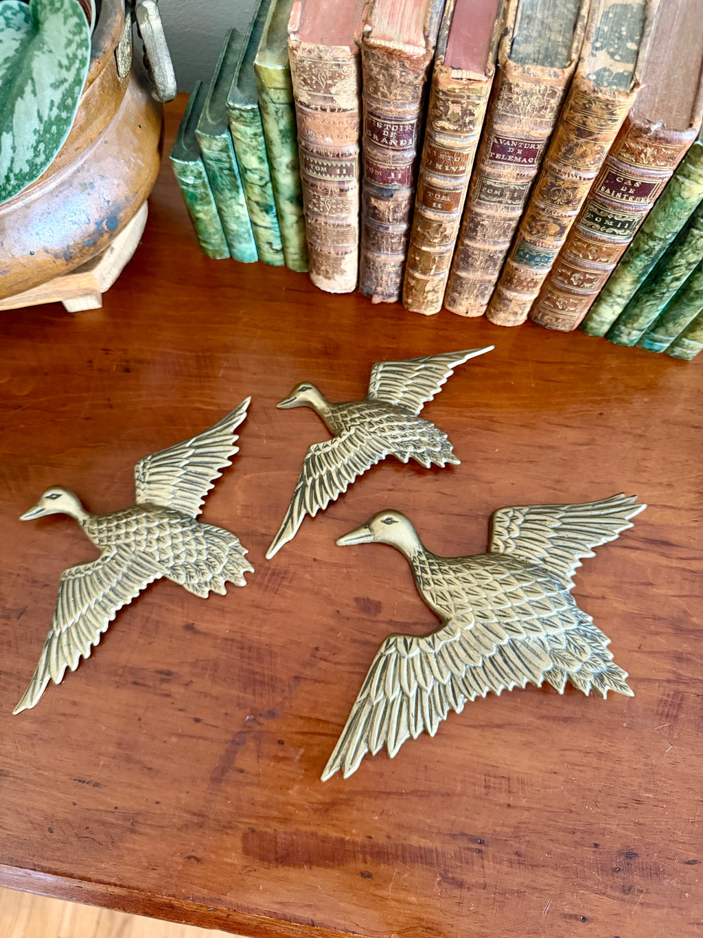 Set of 3 Hanging Brass Ducks