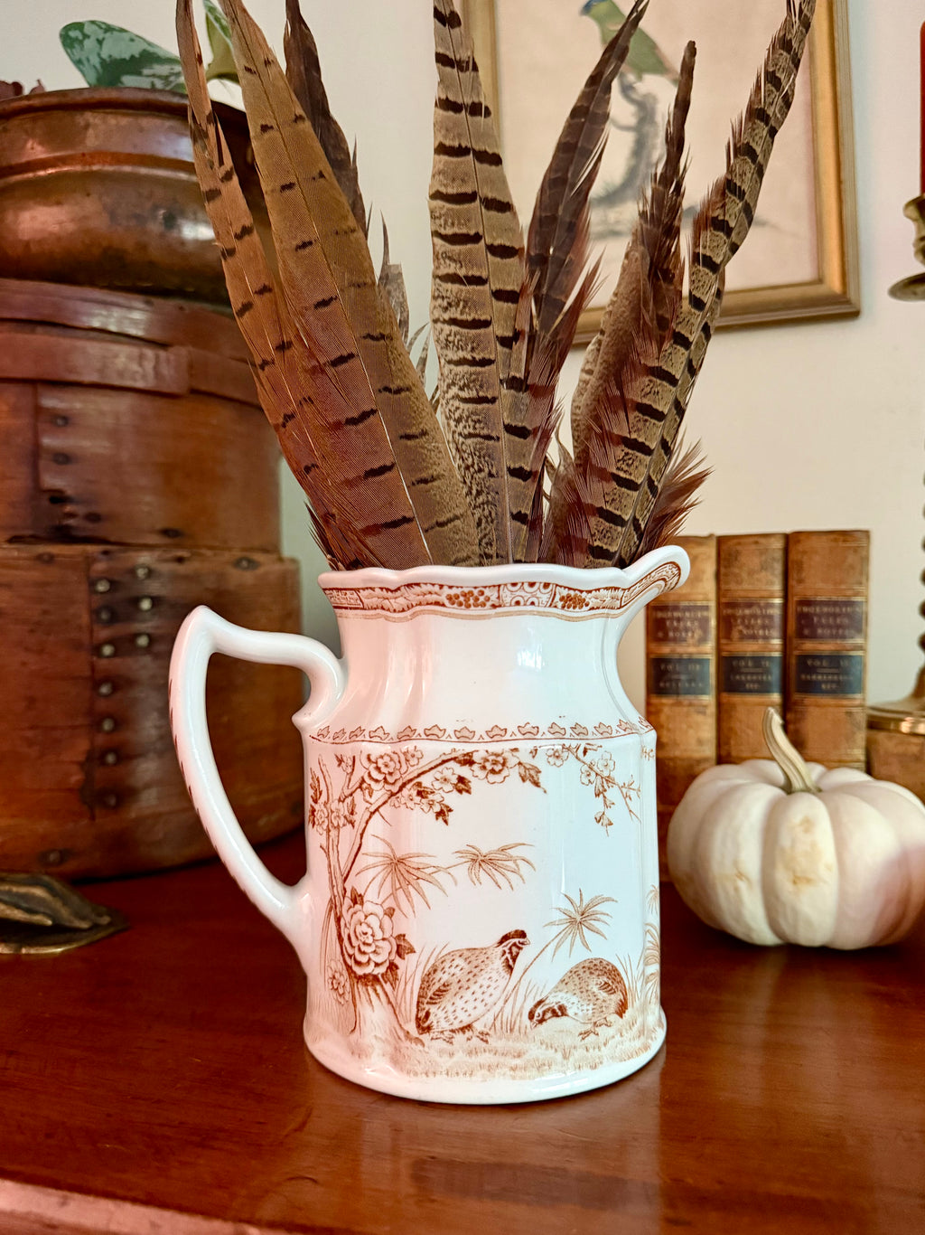 Vintage Furnivals "Quail Brown" Transferware Pitcher