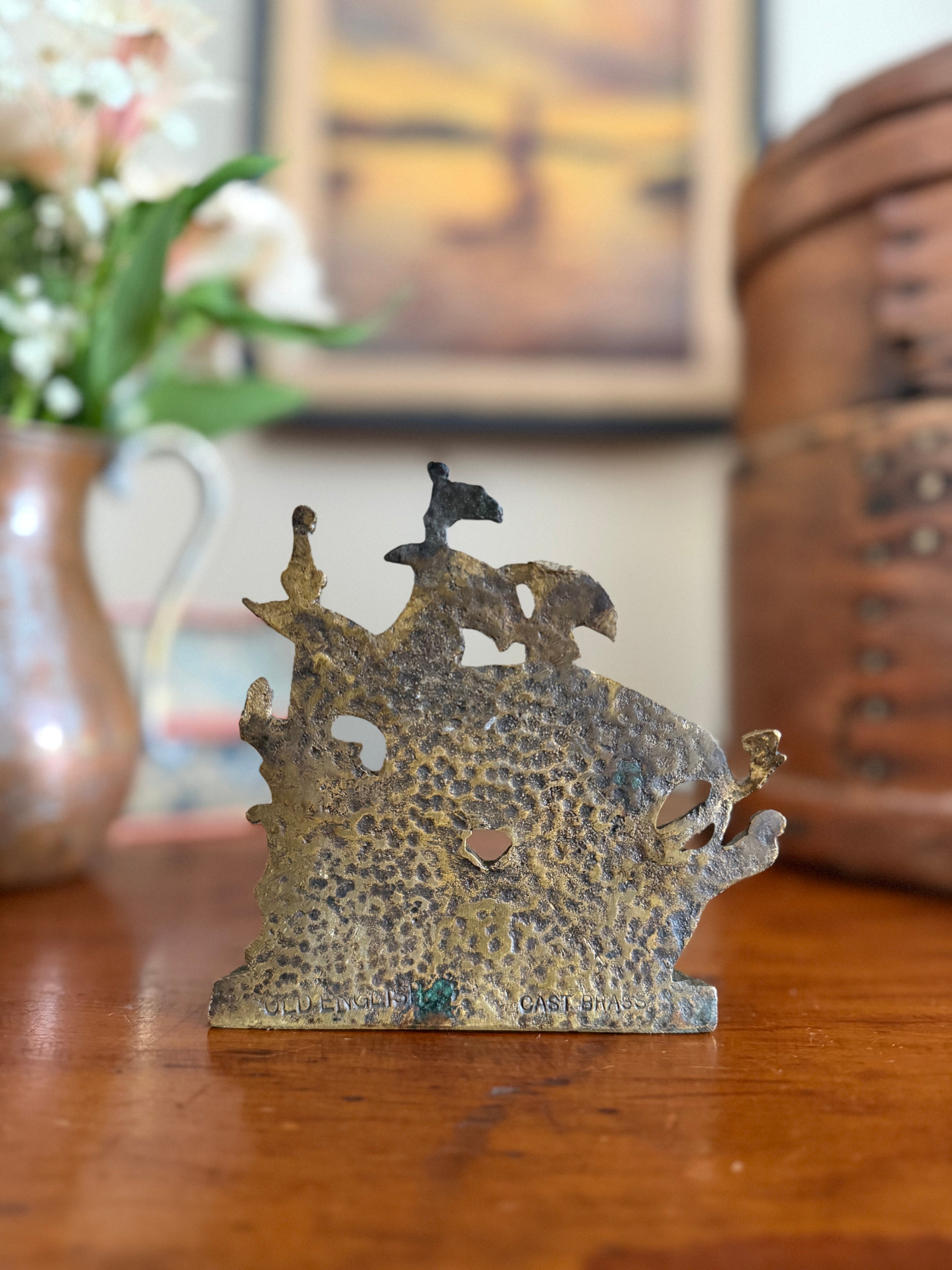 Vintage Cast Brass Bookend