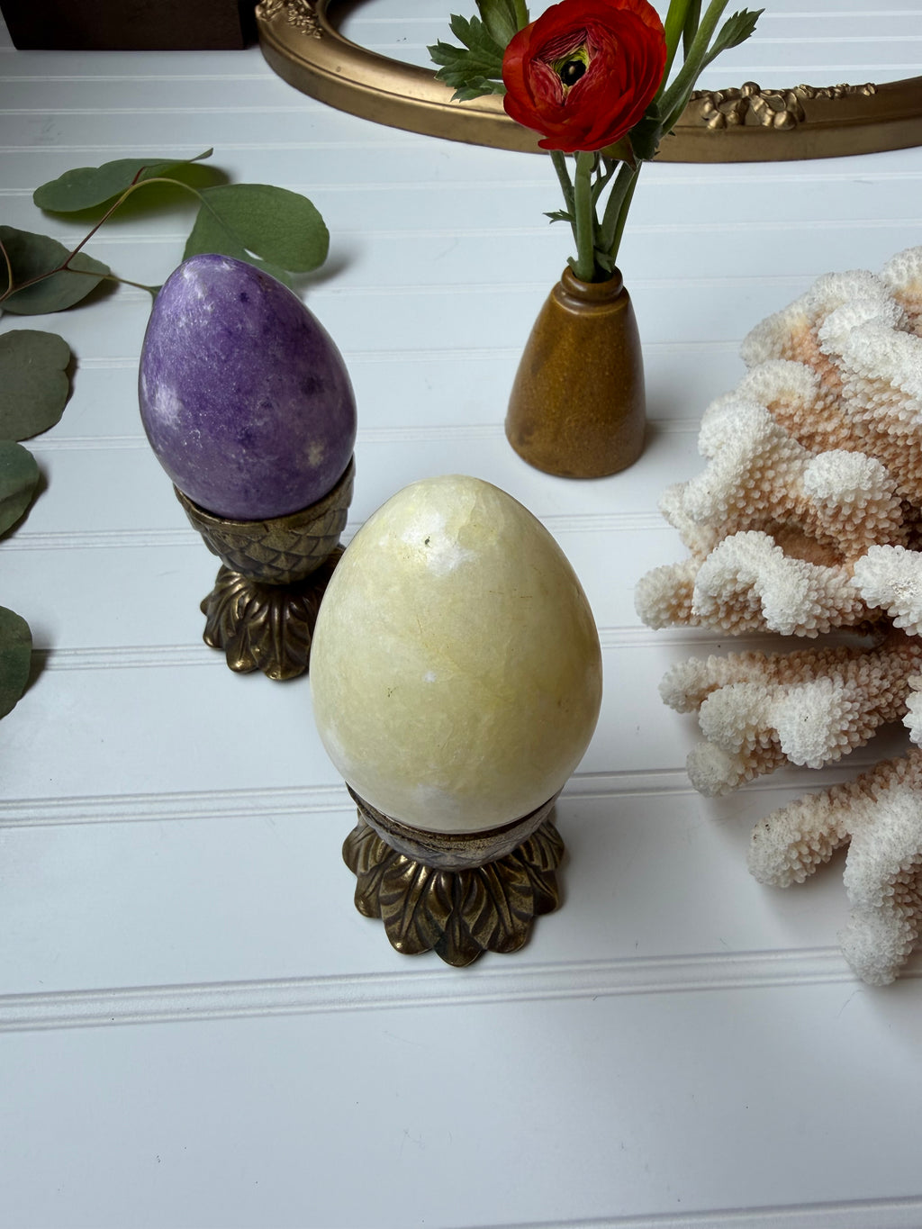 Purple Alabaster Egg w/ Brass Stand