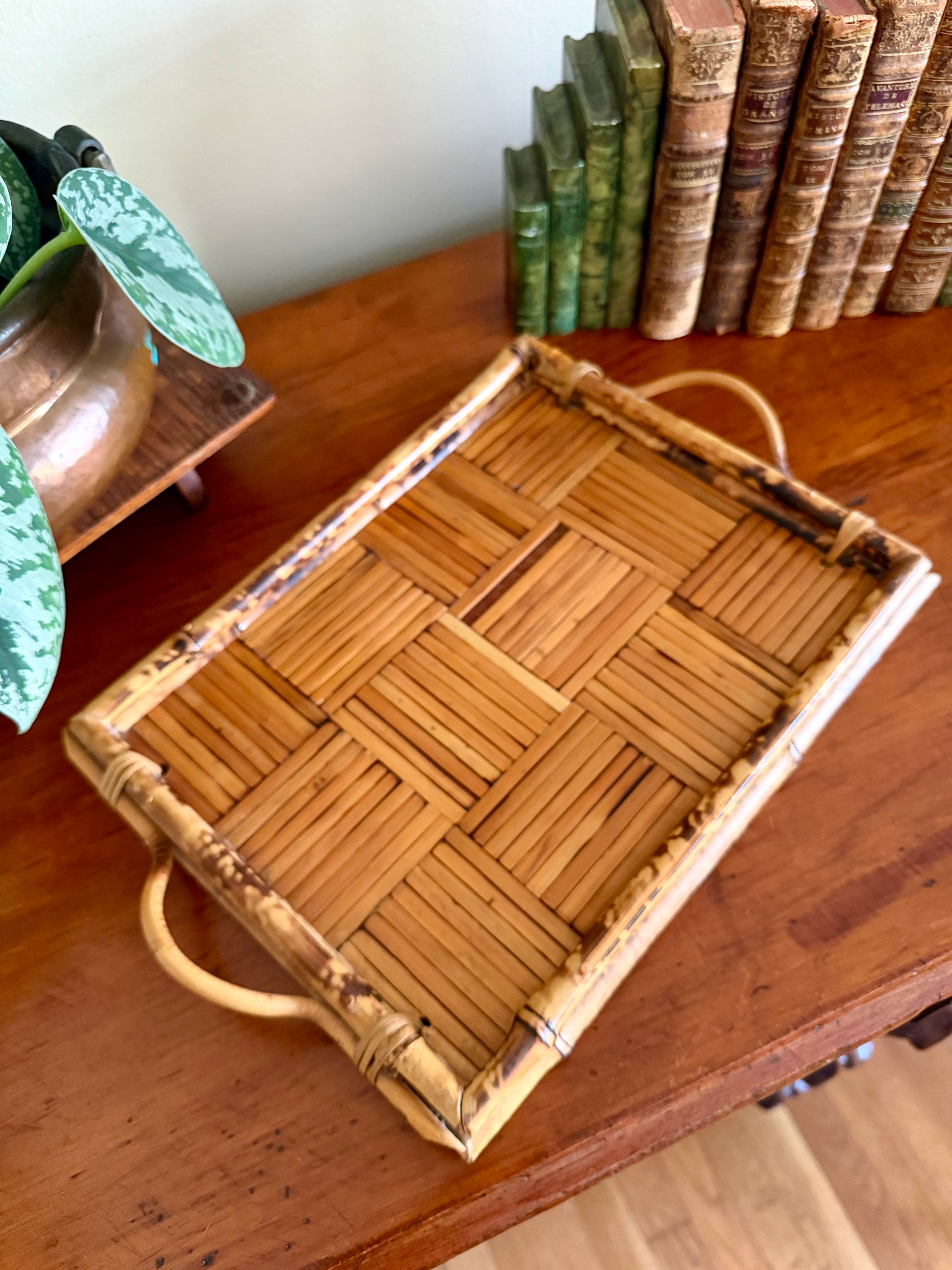Vintage Tortoise Shell Bamboo Tray