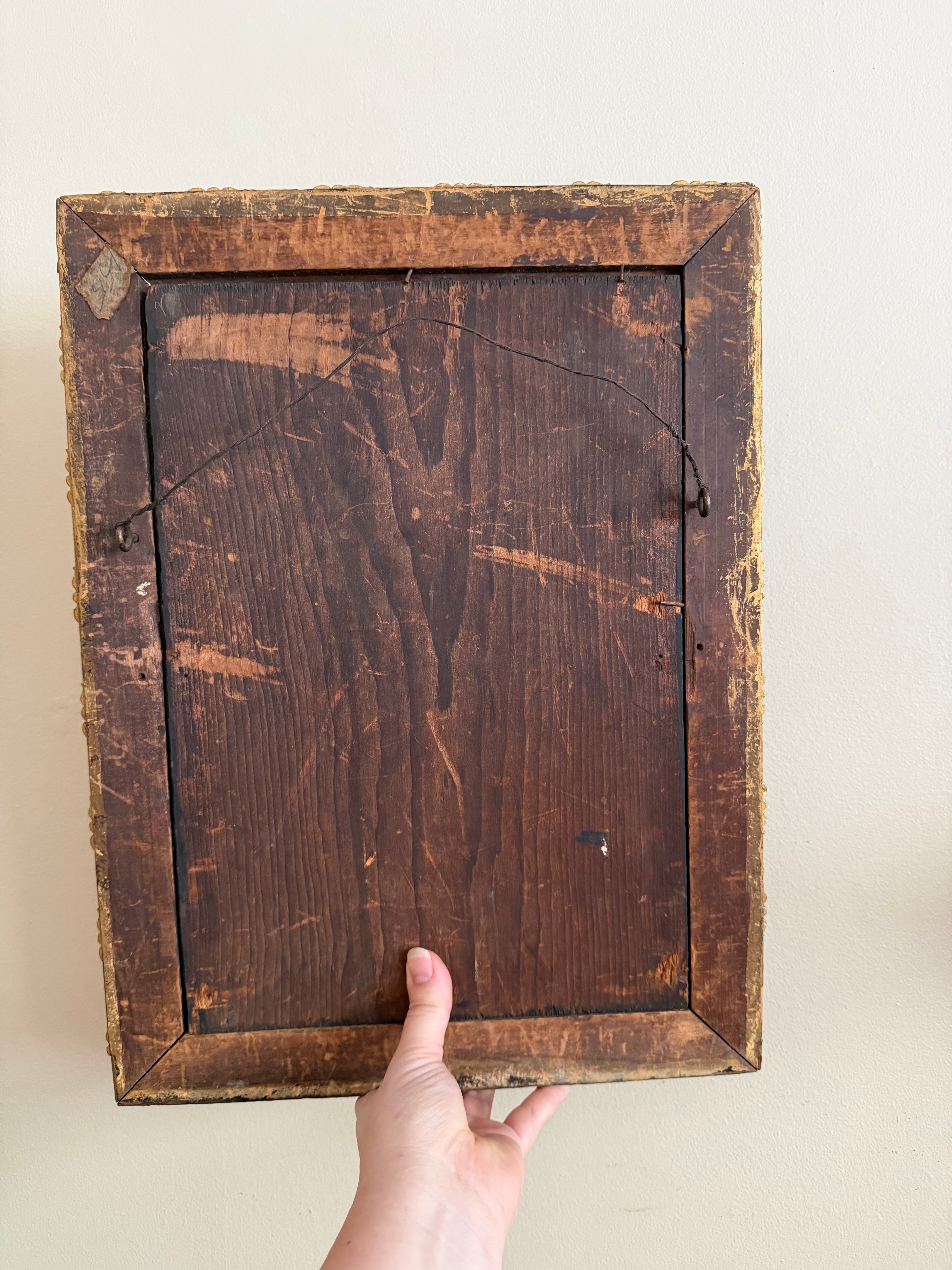 Antique Floral Painting on Wood