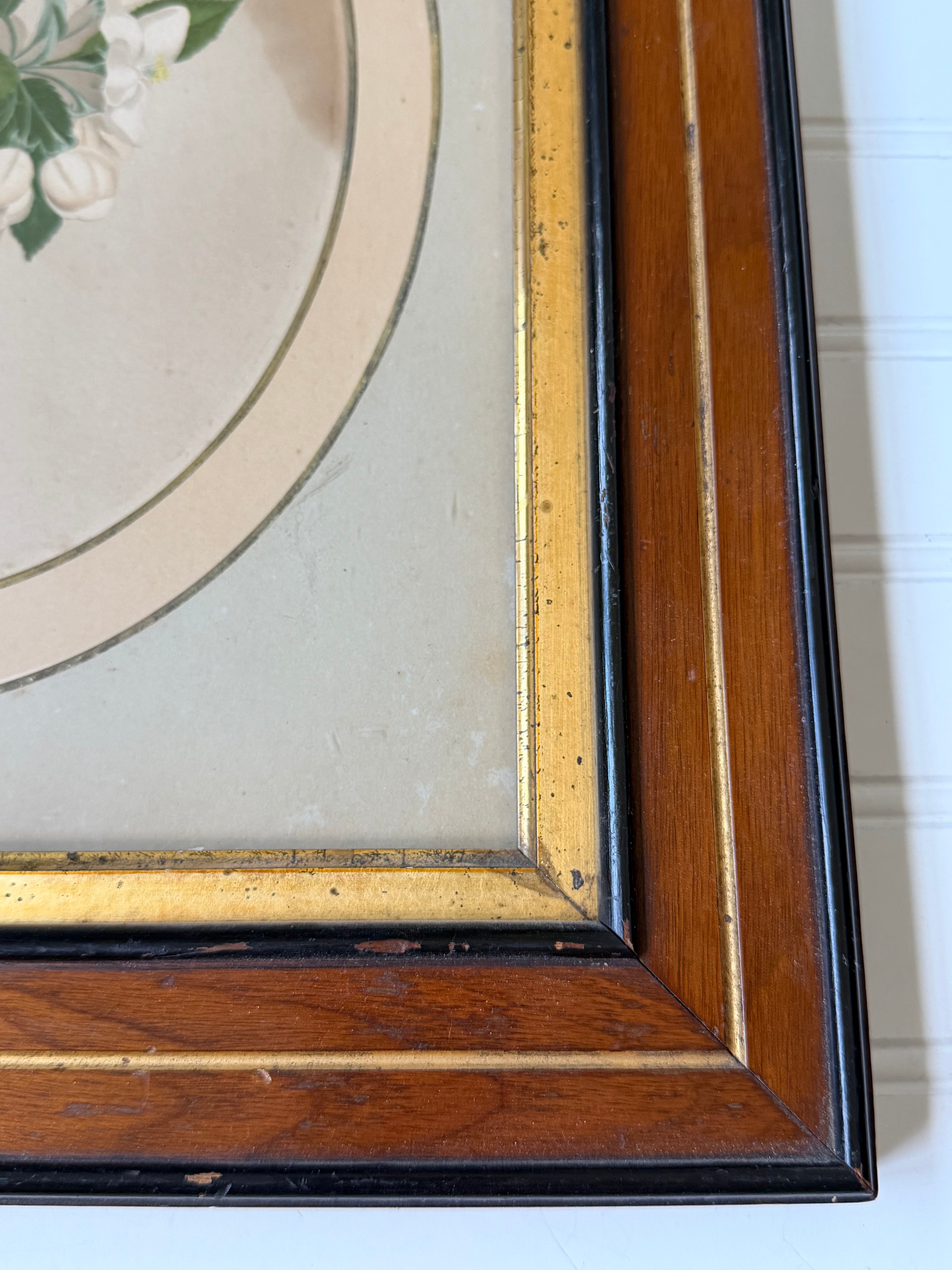 Floral Art in Antique Wood Frames