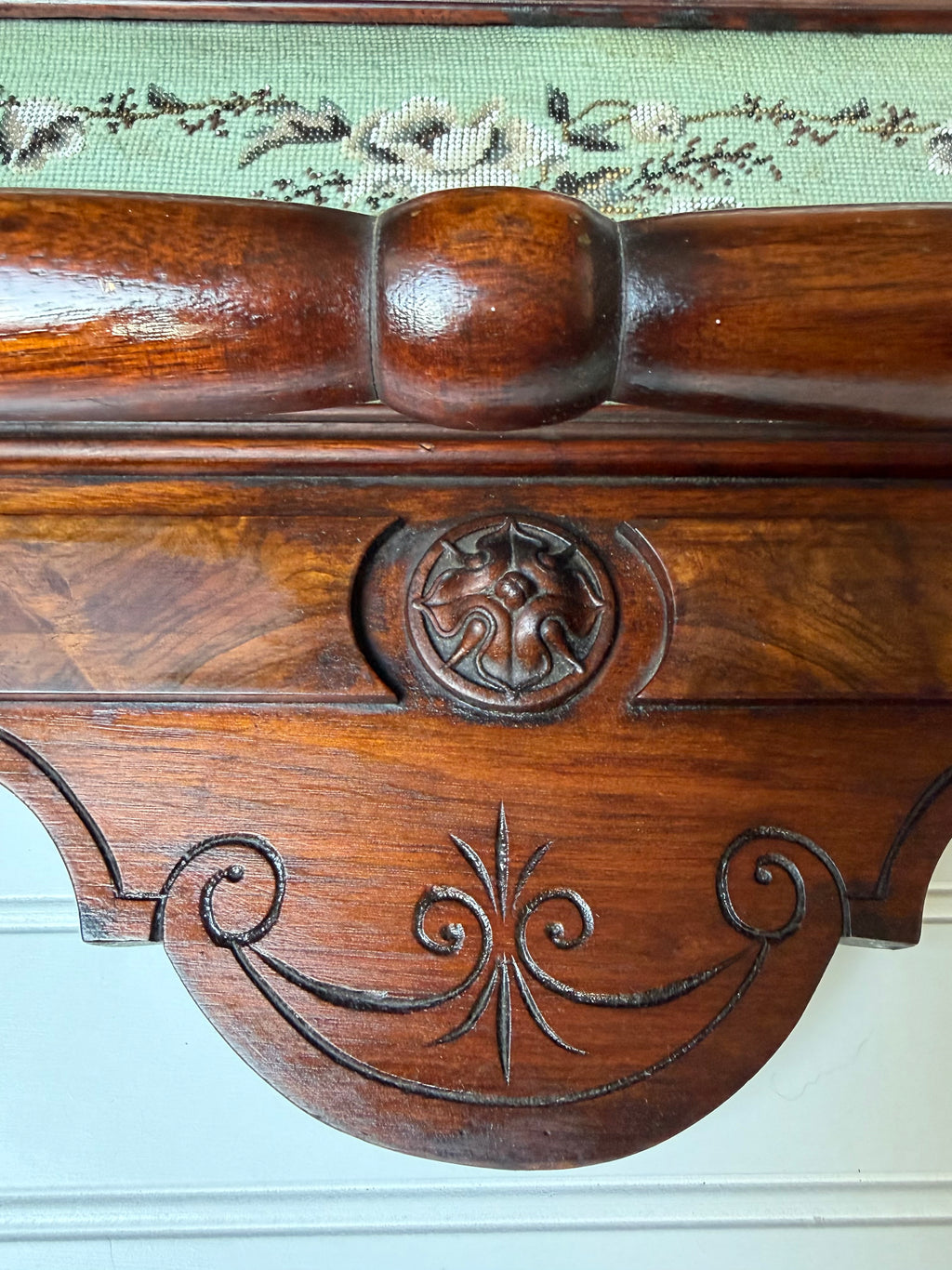 Victorian Towel Rack with Bead Work and Lion Head