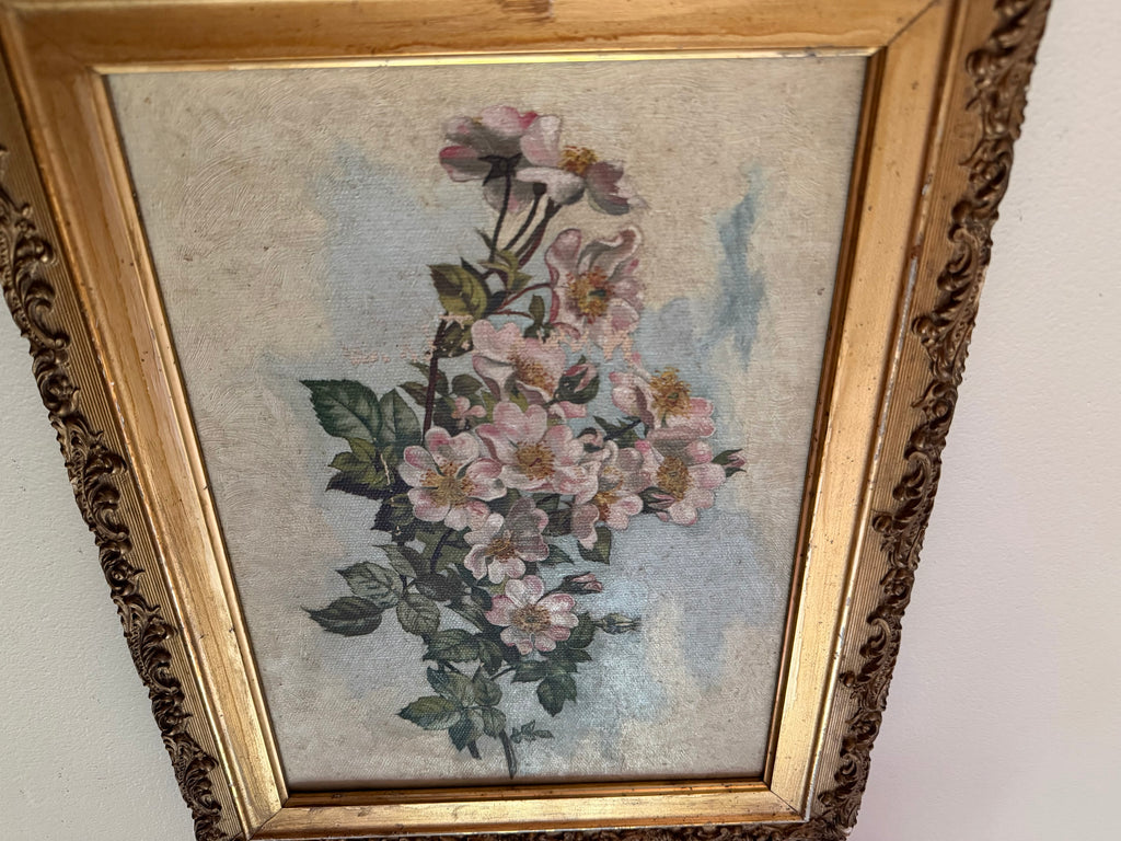 Antique Dogwood Oil Painting on Canvas (1888)