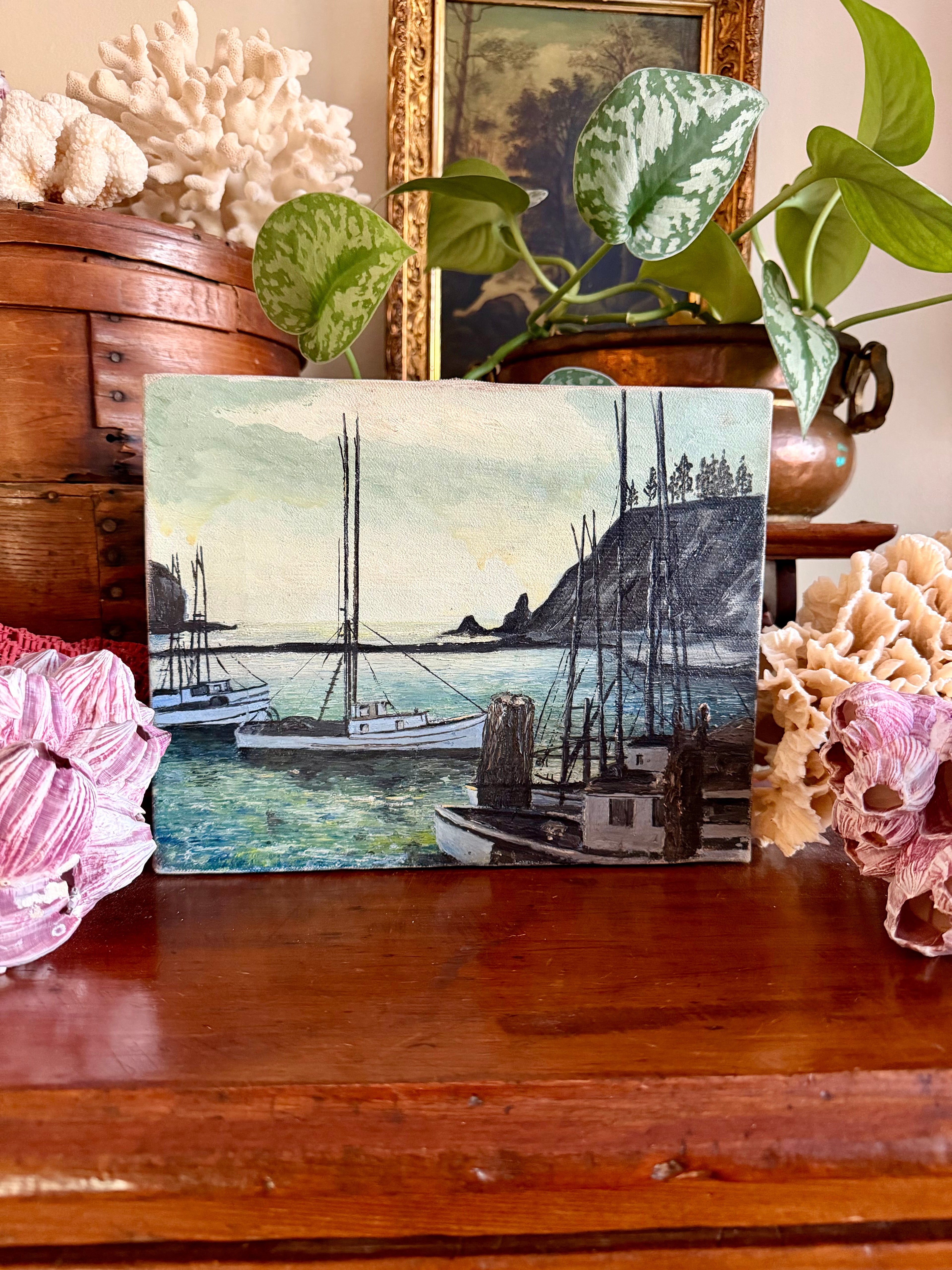 Vintage Ship Oil Painting on Canvas