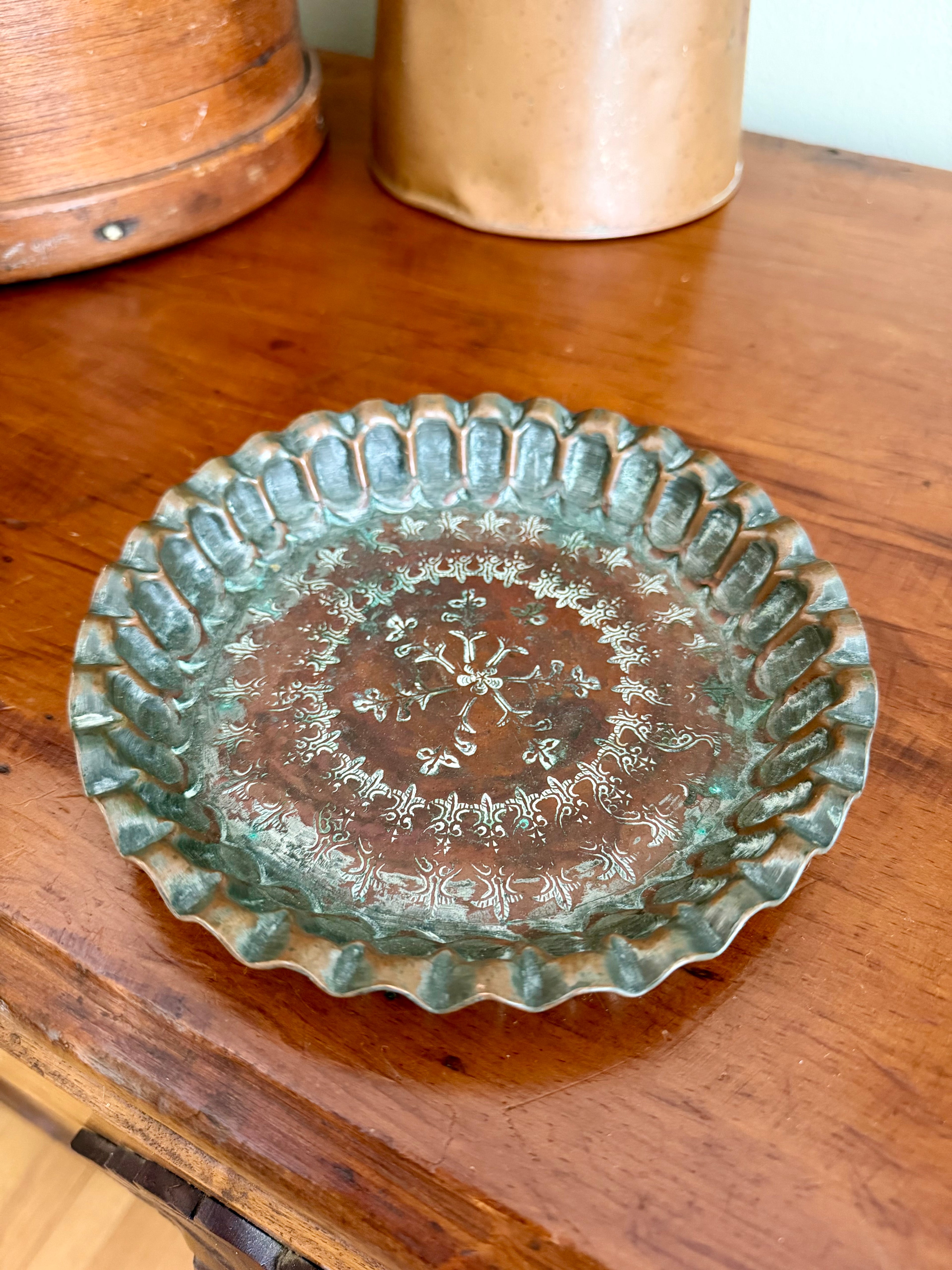 Etched Copper Plate Trinket Dish