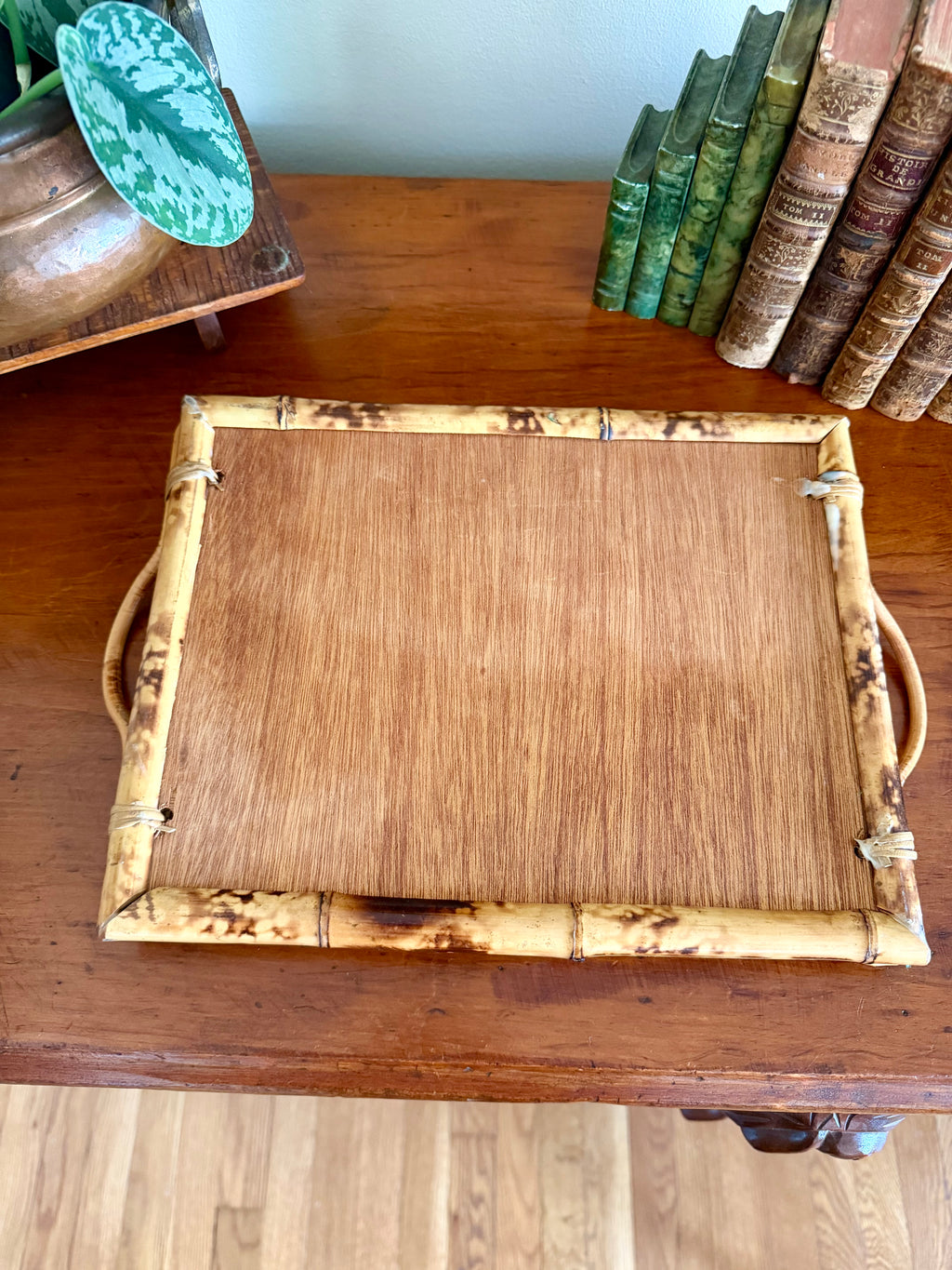 Vintage Tortoise Shell Bamboo Tray