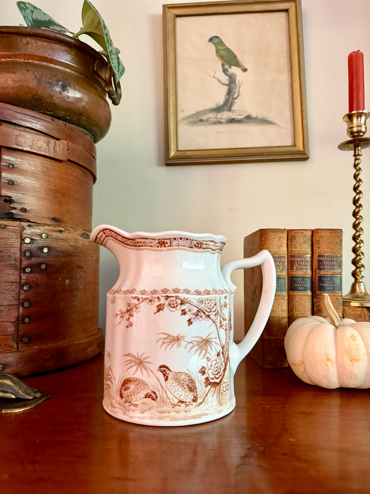 Vintage Furnivals "Quail Brown" Transferware Pitcher