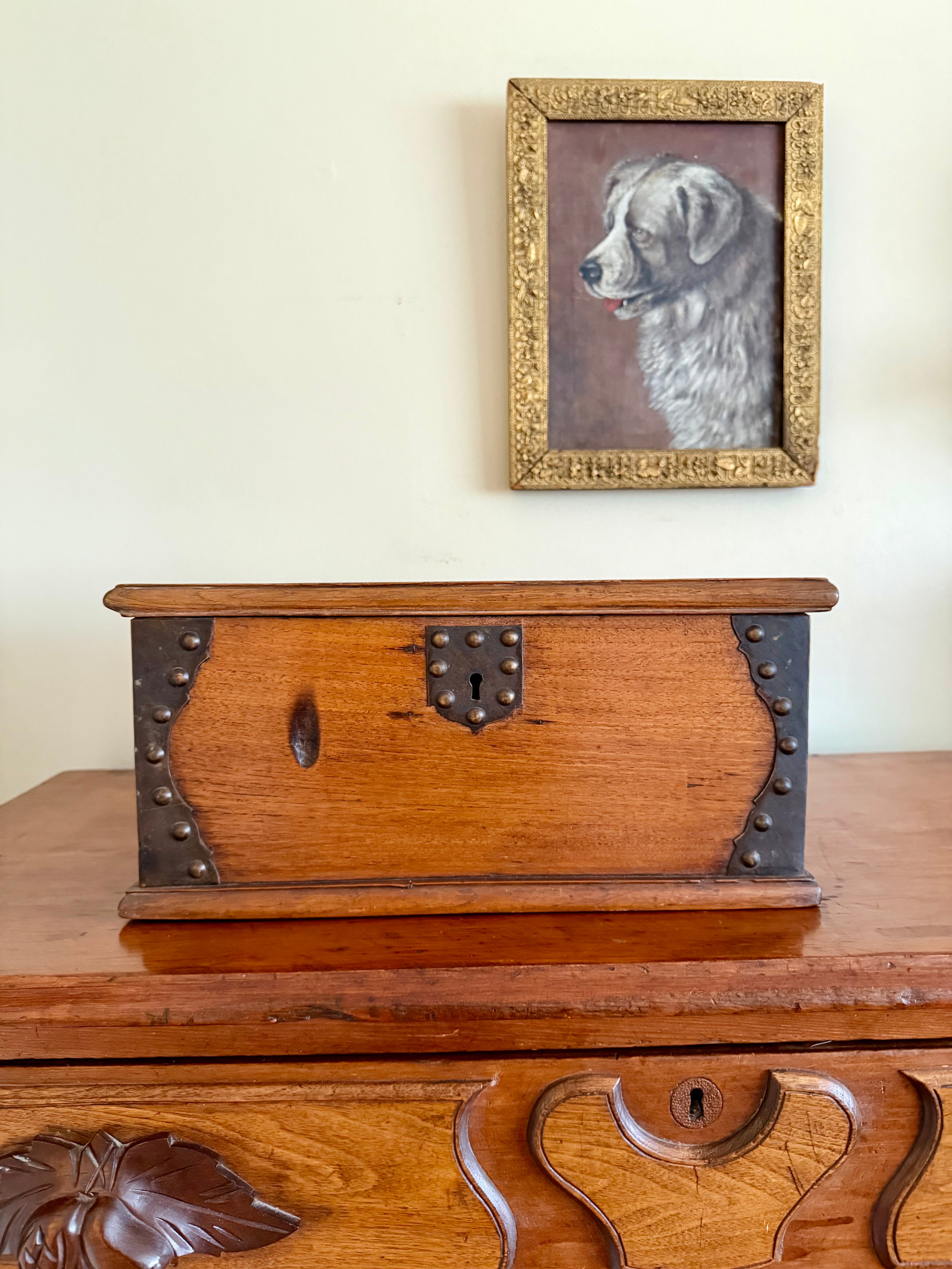 Antique Table Top Wooden Trunk Box