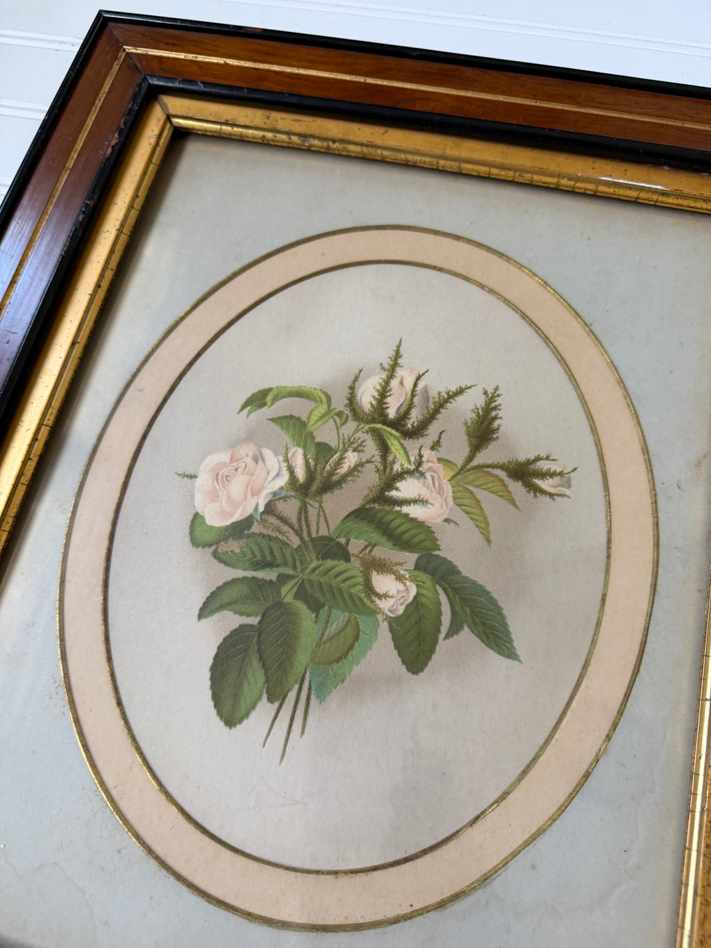 Floral Art in Antique Wood Frames