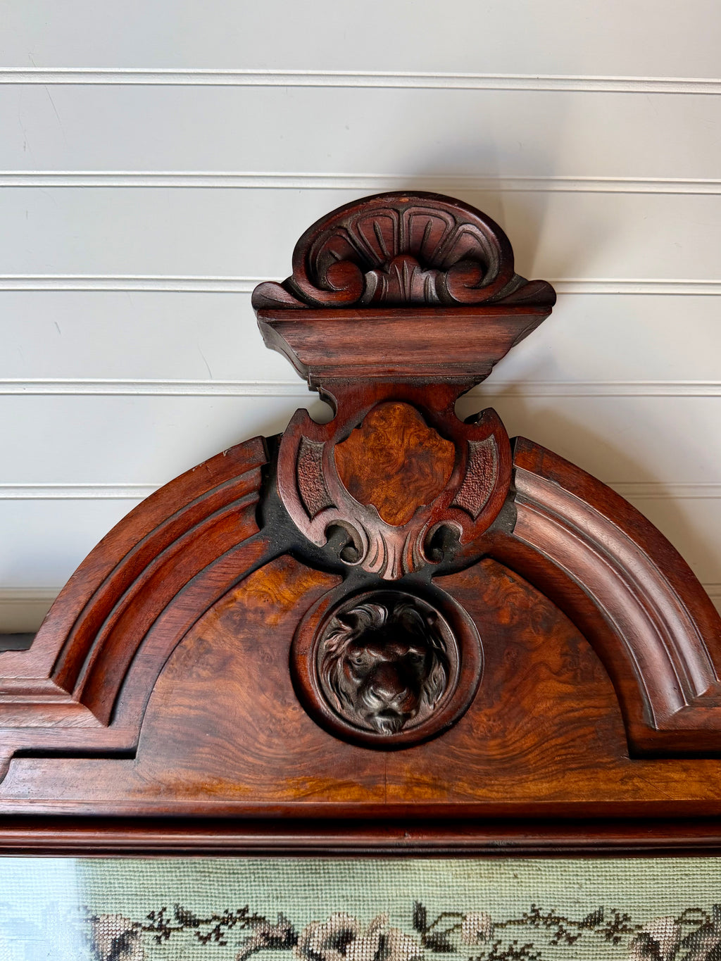 Victorian Towel Rack with Bead Work and Lion Head