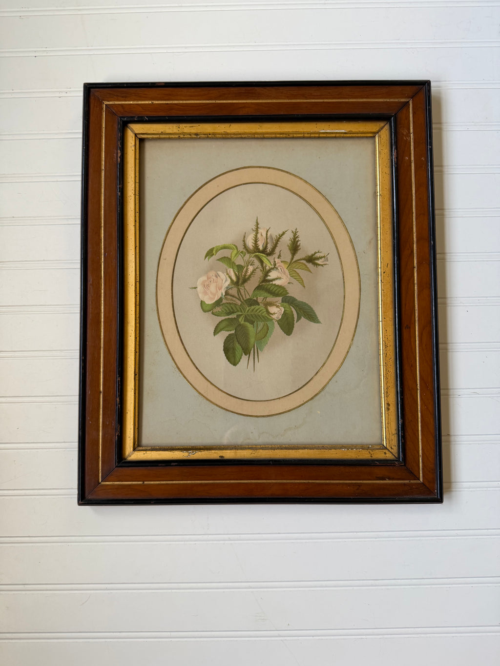 Floral Art in Antique Wood Frames