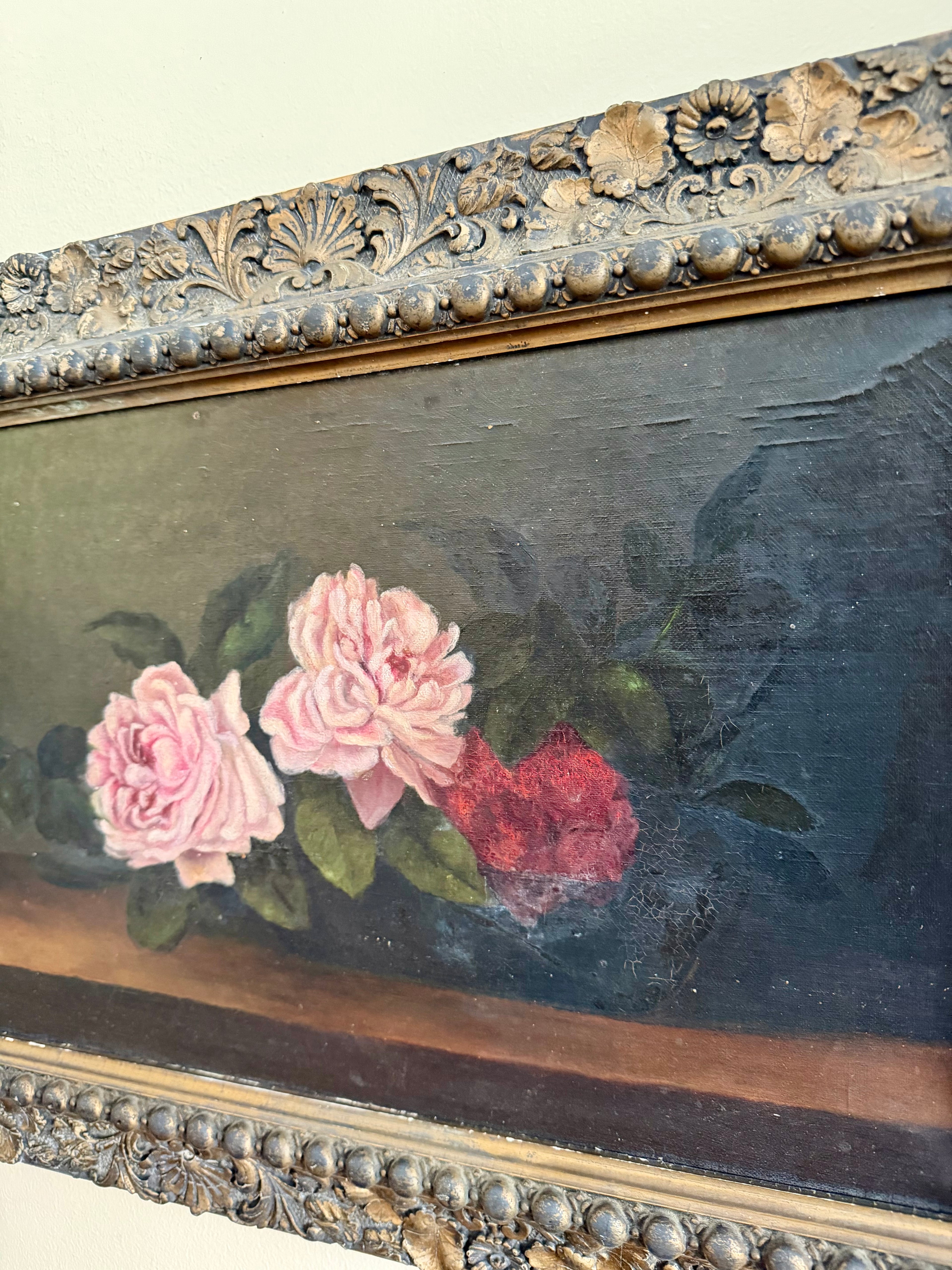 Antique Floral Rose Painting