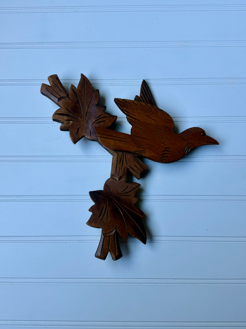 Hand-Carved Black Forest Cuckoo Clock Bird & Leaf Pediment Topper