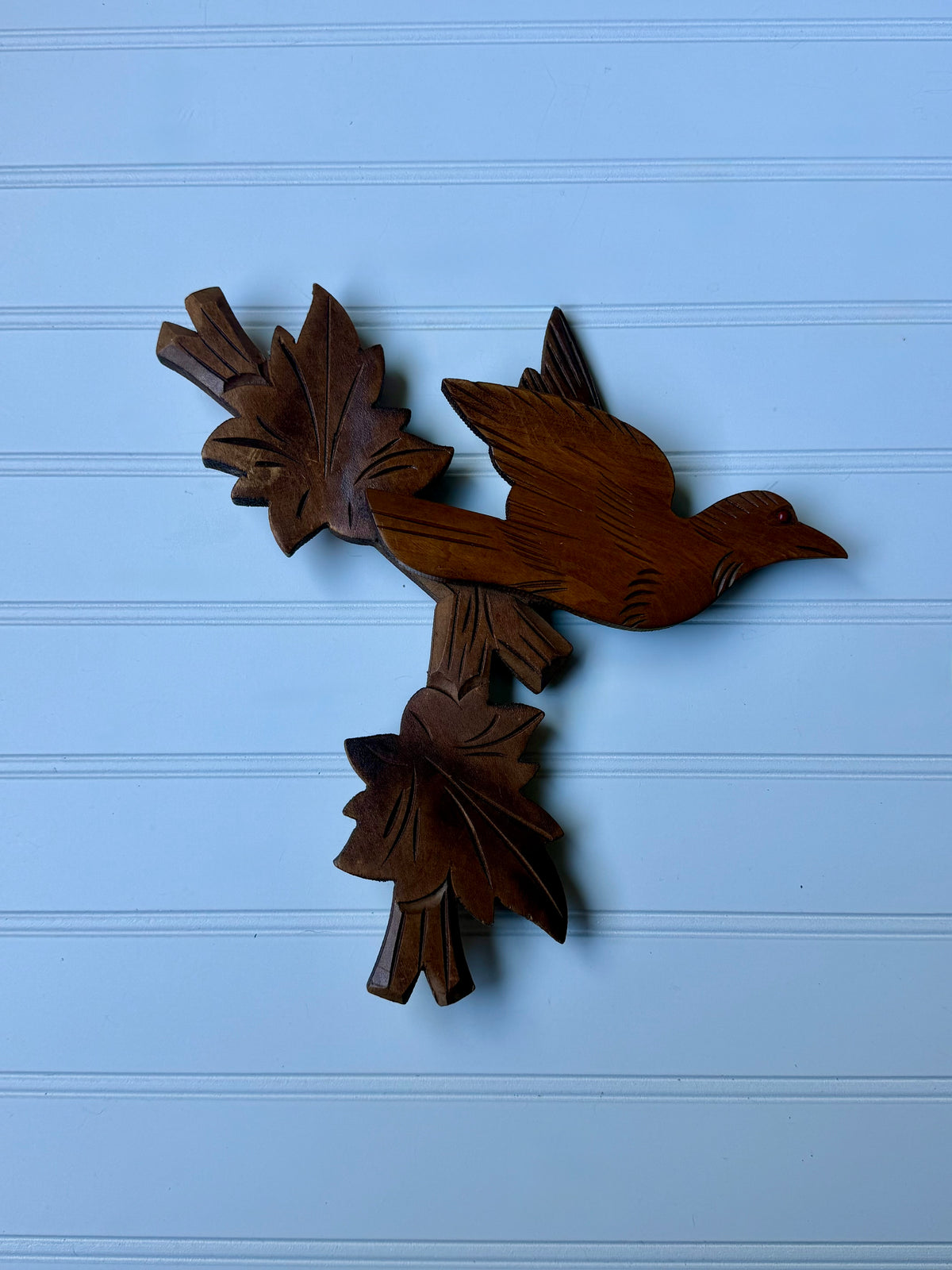 Hand-Carved Black Forest Cuckoo Clock Bird & Leaf Pediment Topper