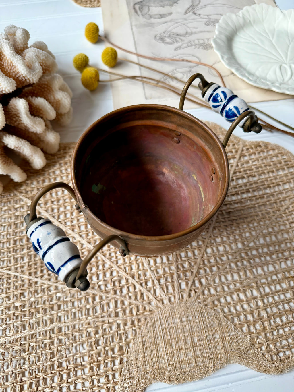 Copper Vessel with Delft Handles