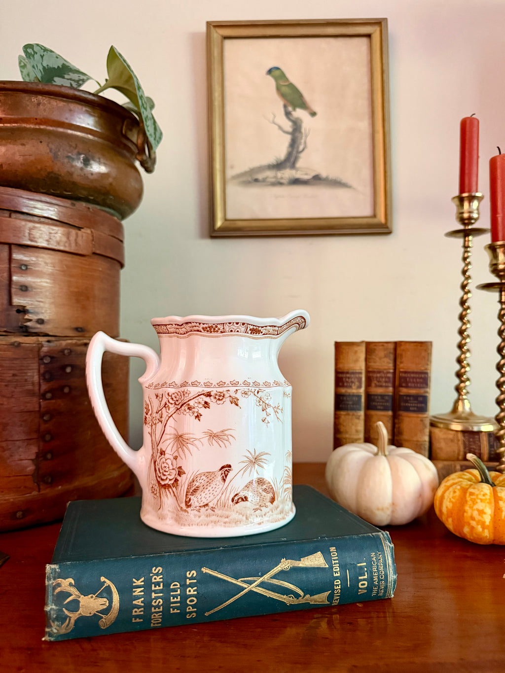 Vintage Furnivals "Quail Brown" Transferware Pitcher