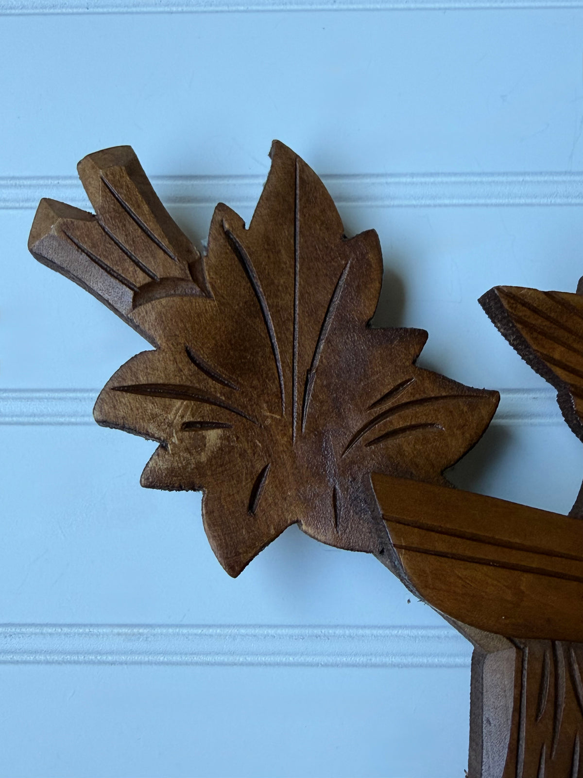 Hand-Carved Black Forest Cuckoo Clock Bird & Leaf Pediment Topper