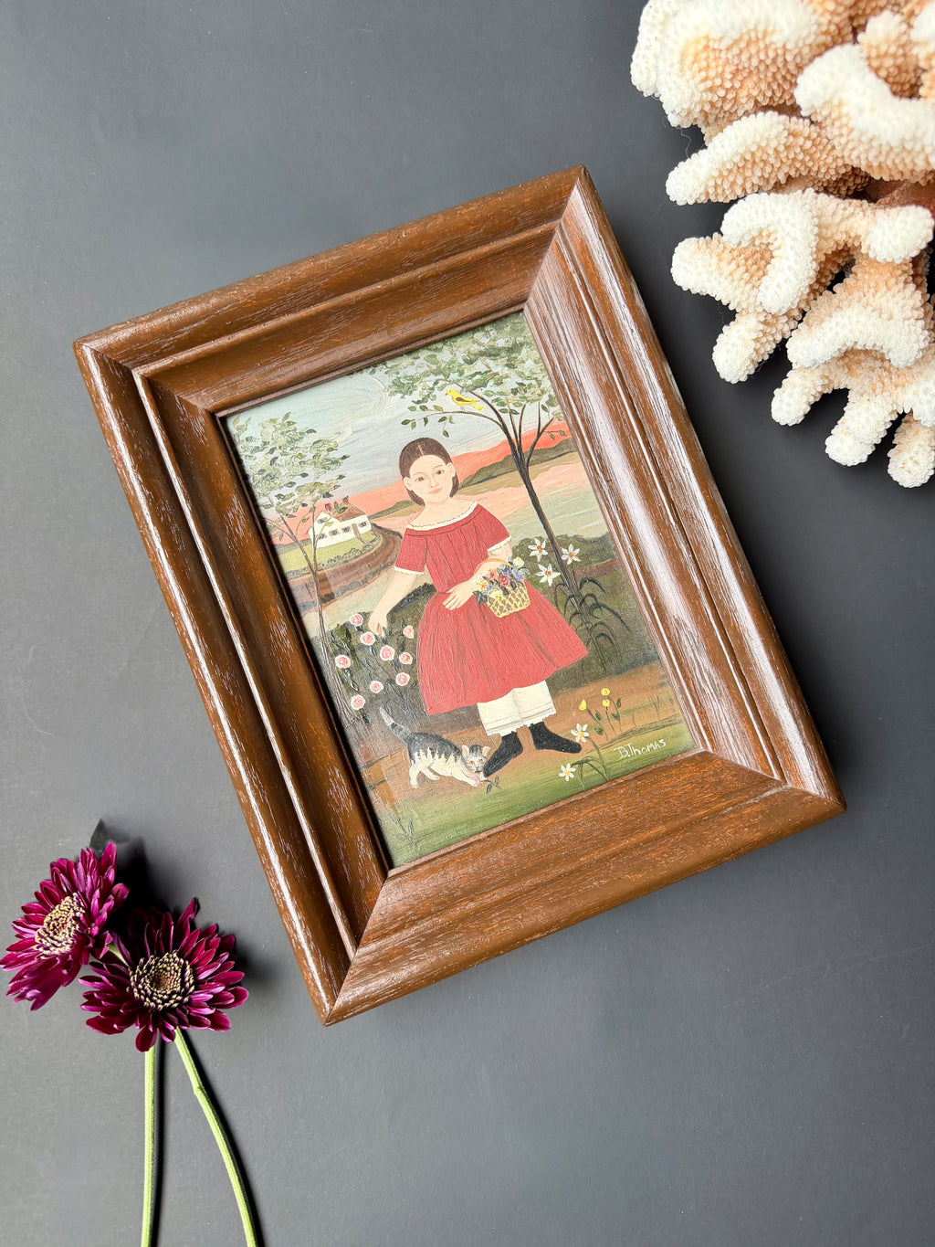 Vintage Folk Art Painting on Wood