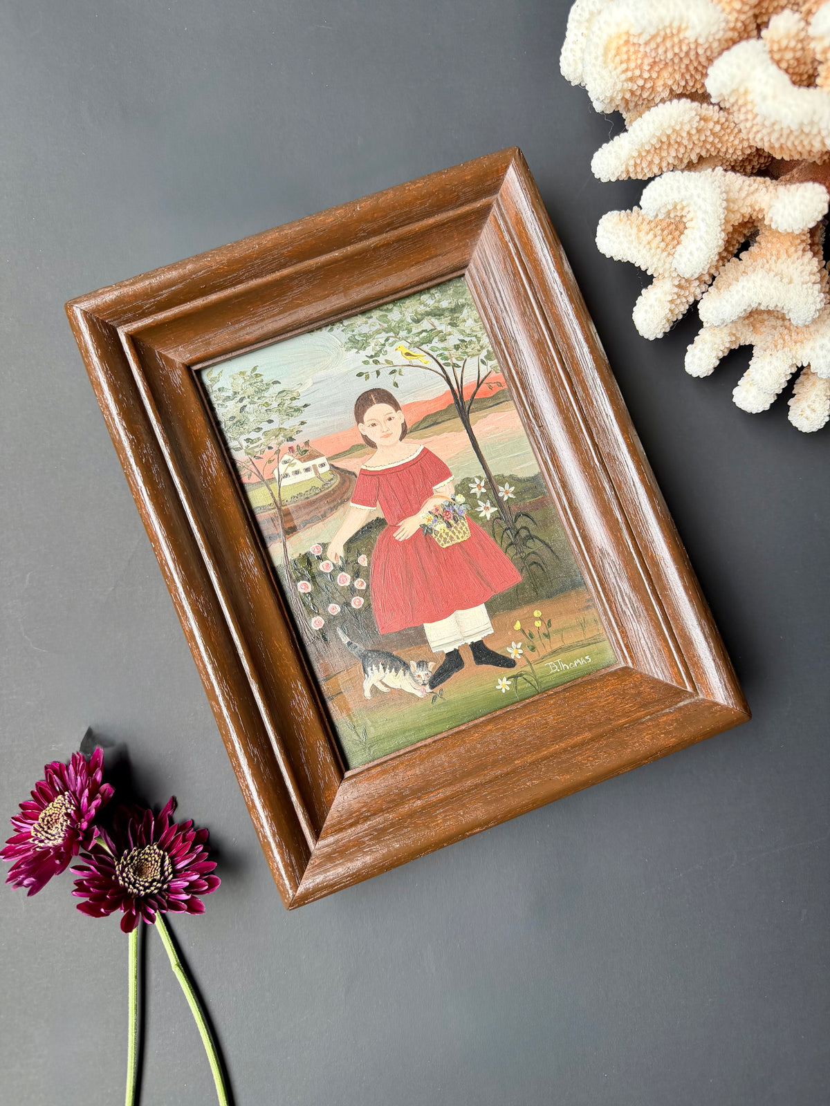 Vintage Folk Art Painting on Wood
