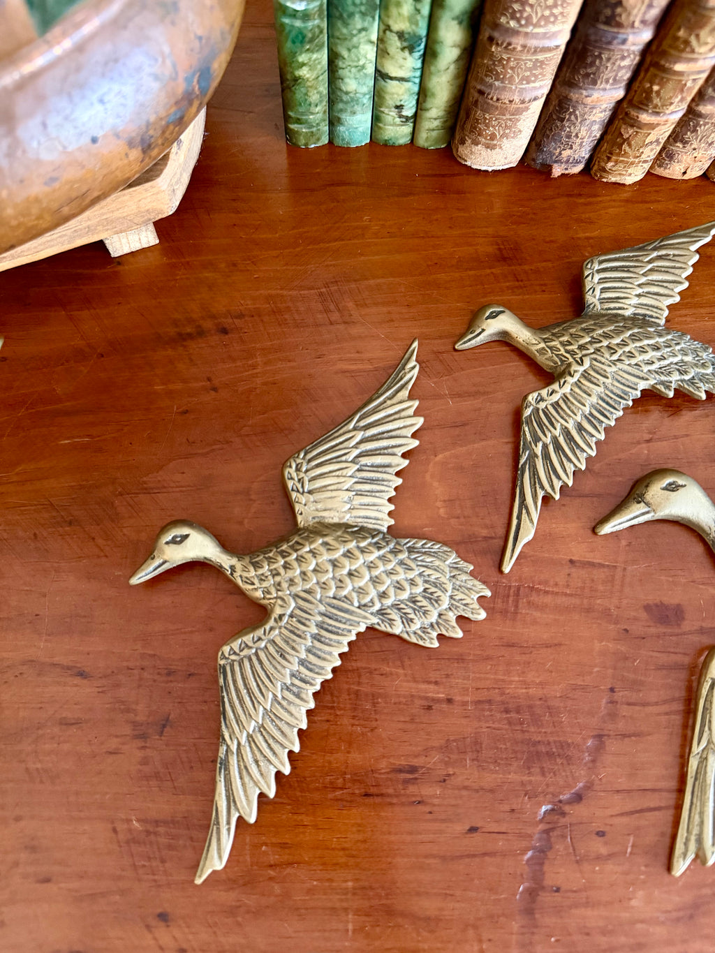 Set of 3 Hanging Brass Ducks