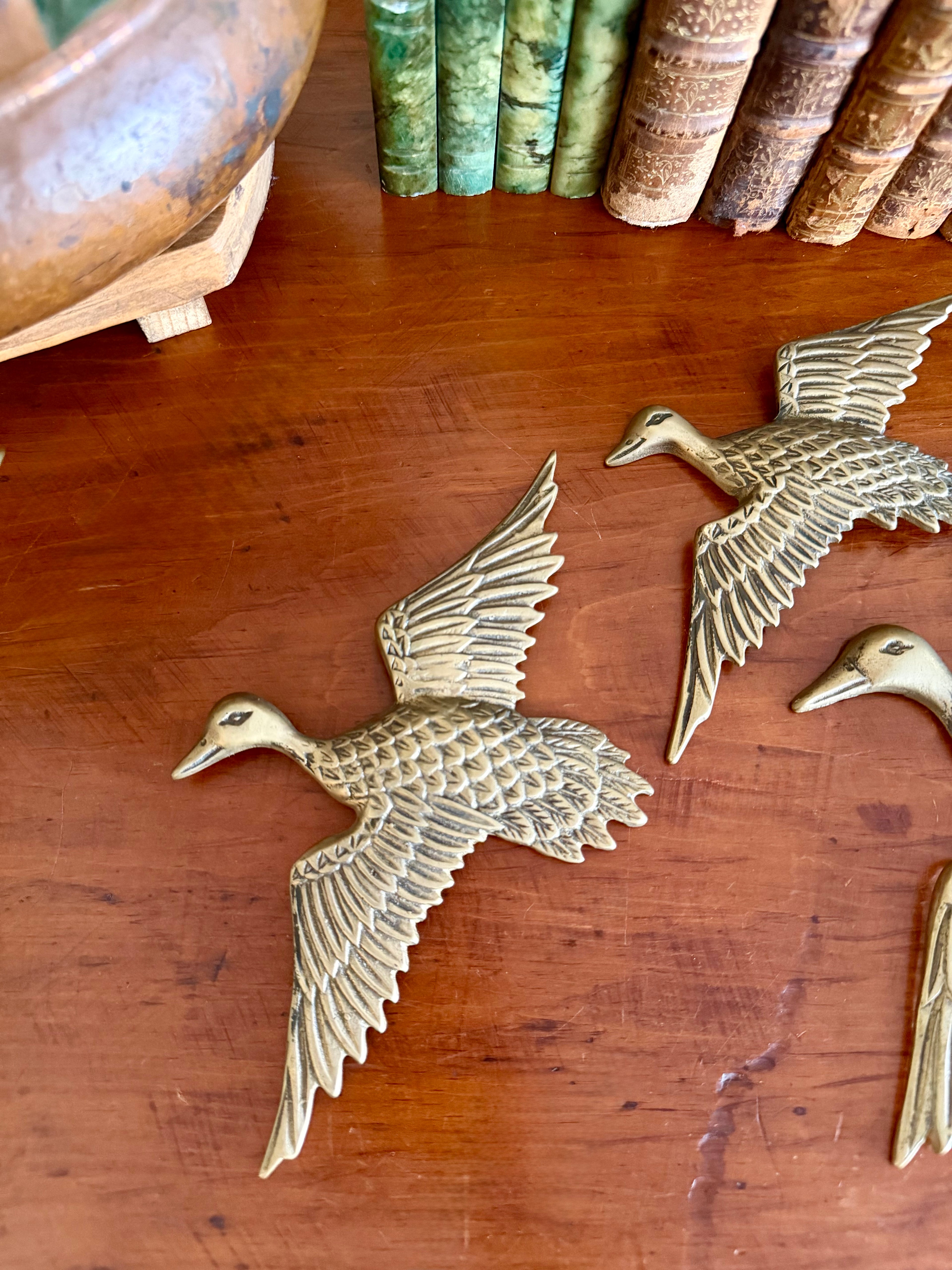 Set of 3 Hanging Brass Ducks