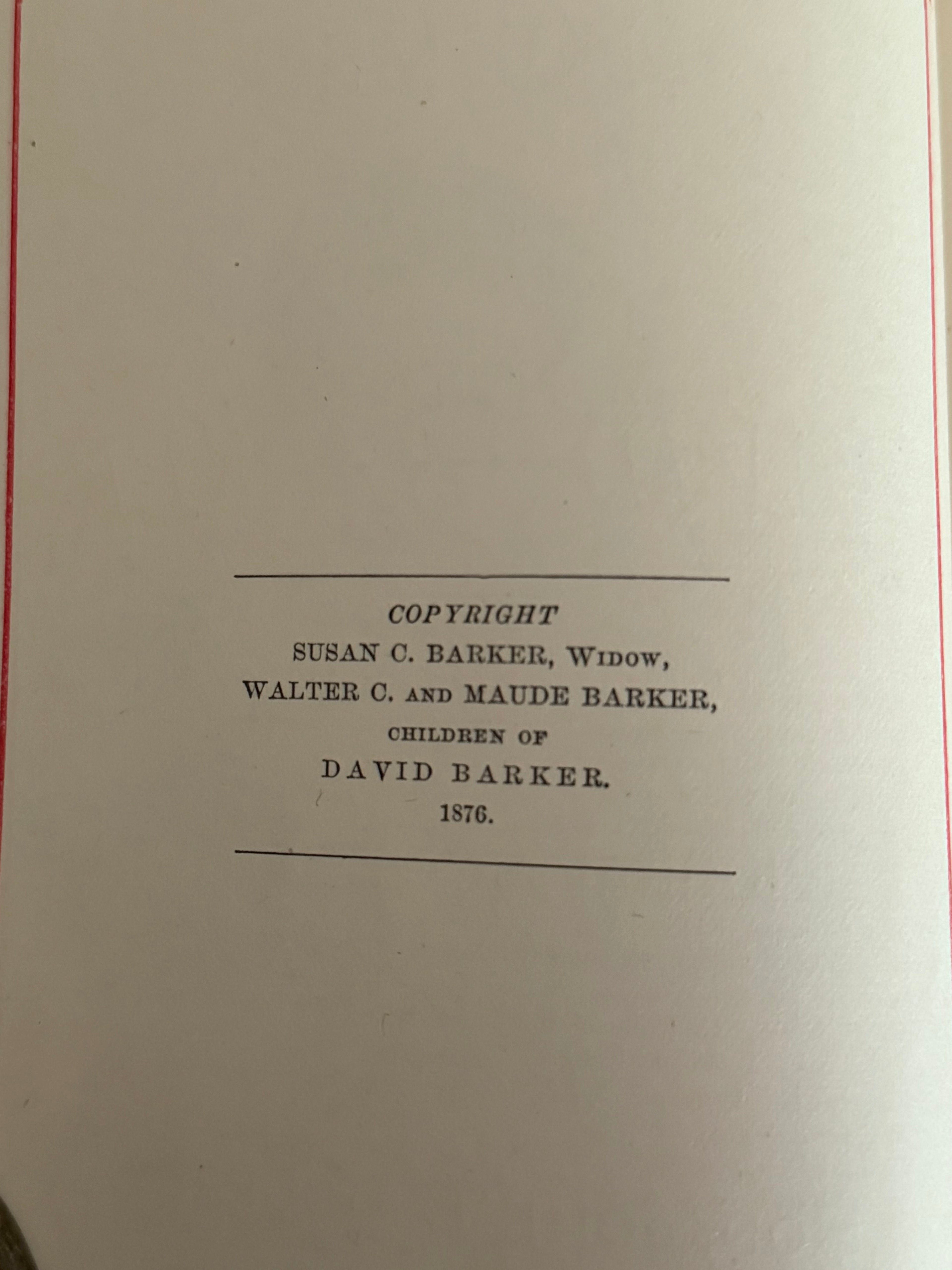 Antique Book: Poems by David Barker (1866)
