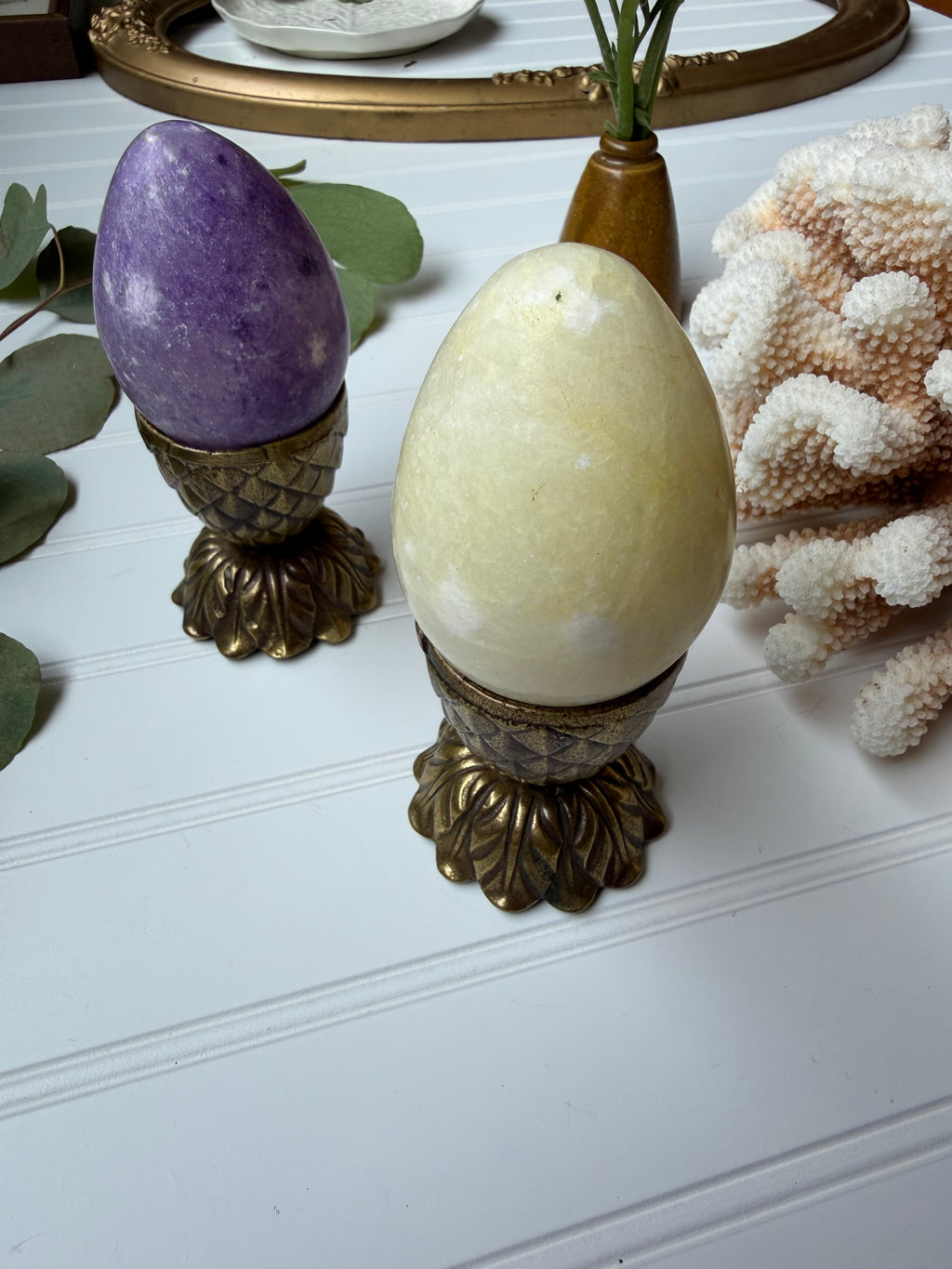 Purple Alabaster Egg w/ Brass Stand