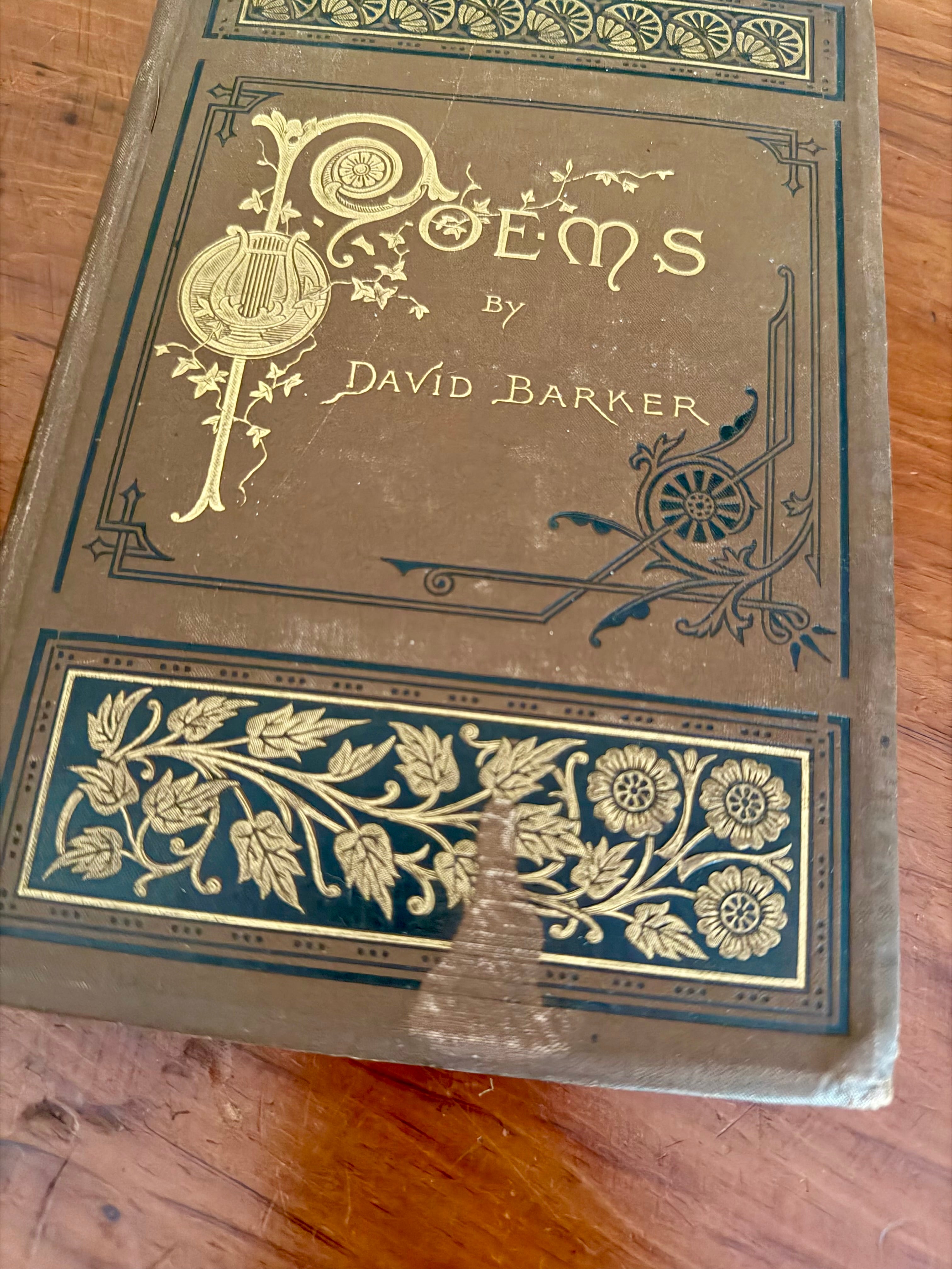 Antique Book: Poems by David Barker (1866)