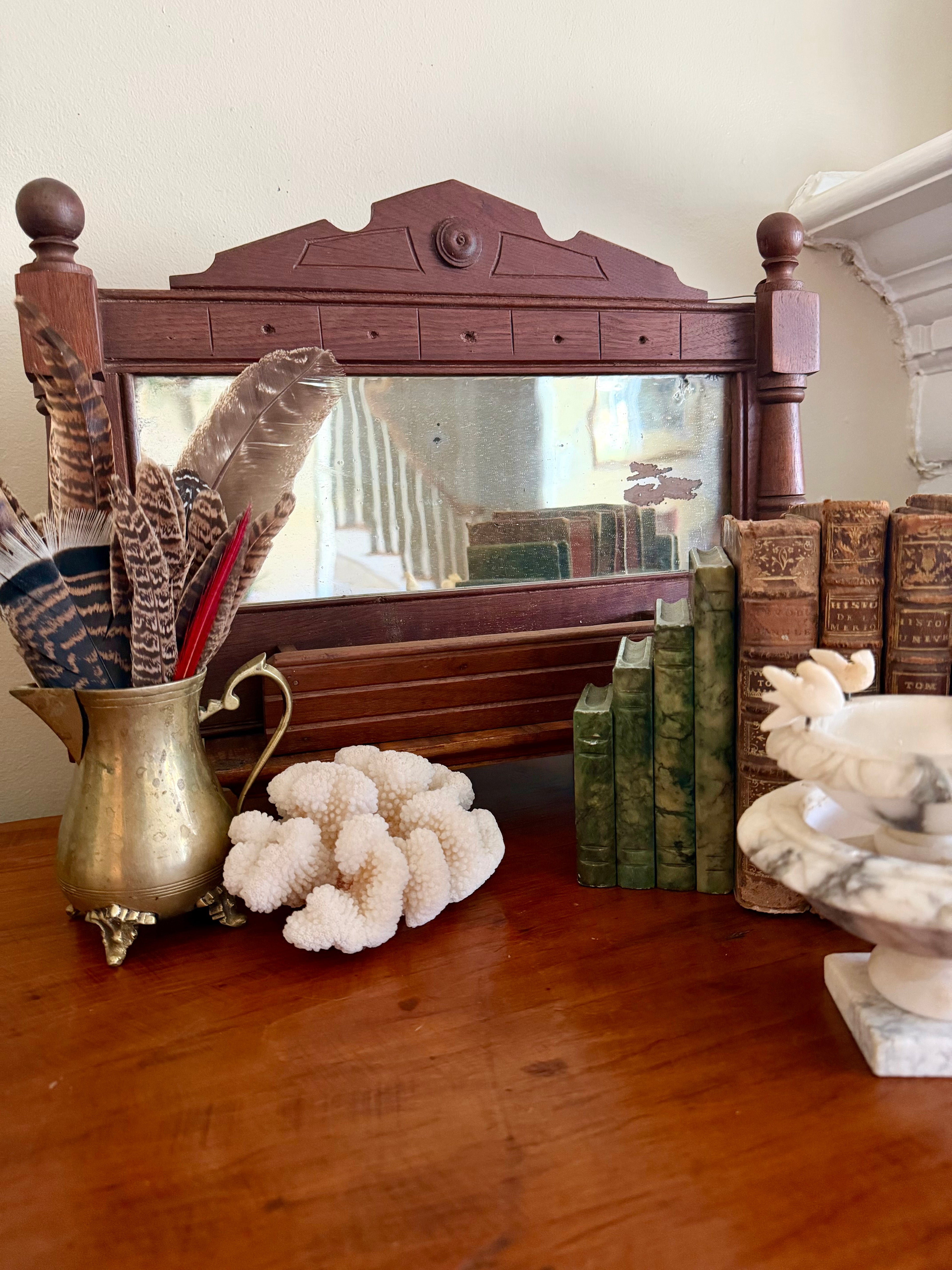 Wood Wall Mirror with Shelf