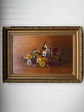 Antique Pansy Oil Painting on Canvas