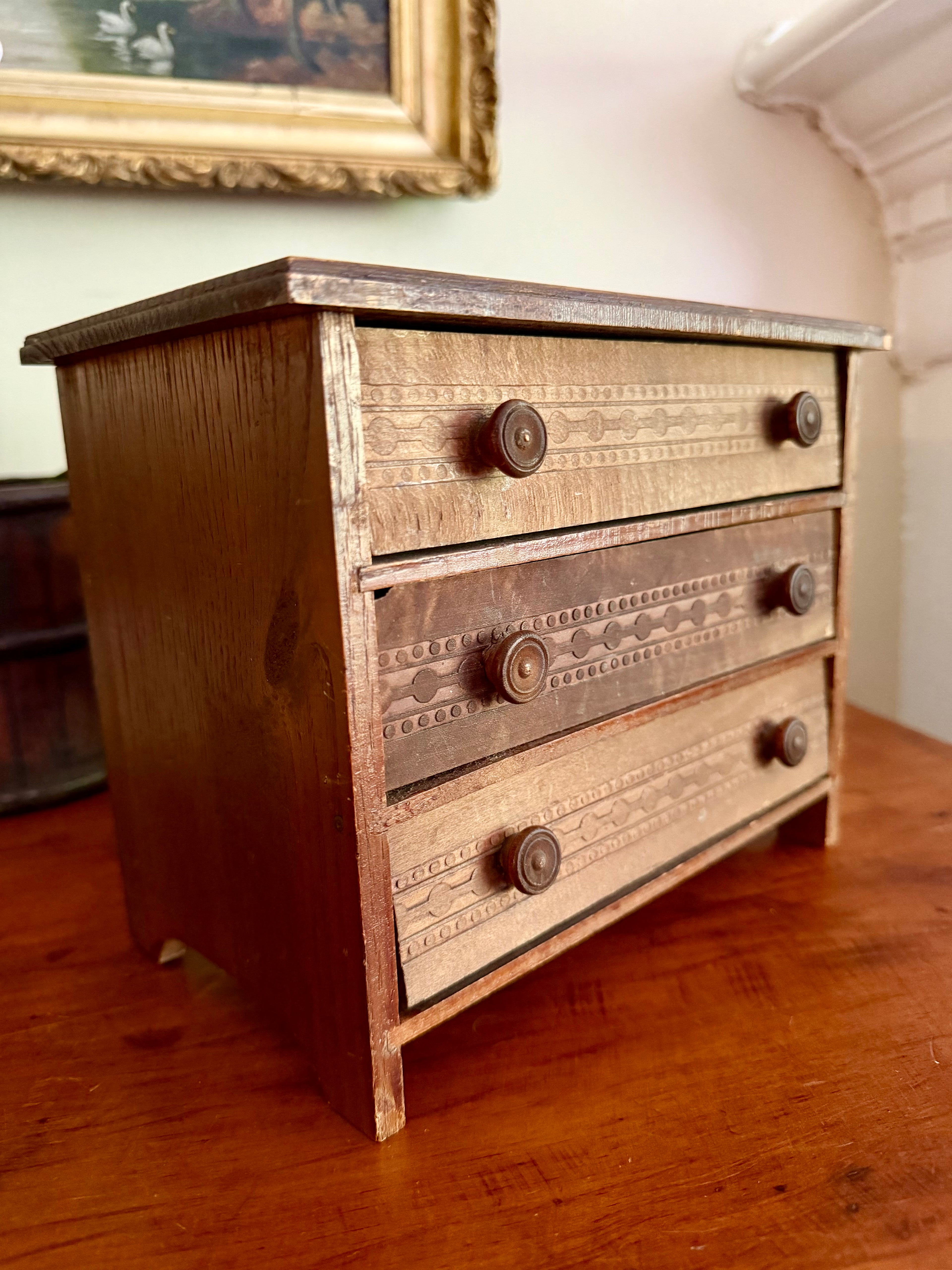 Vintage Wooden Miniature Chest of Drawers
