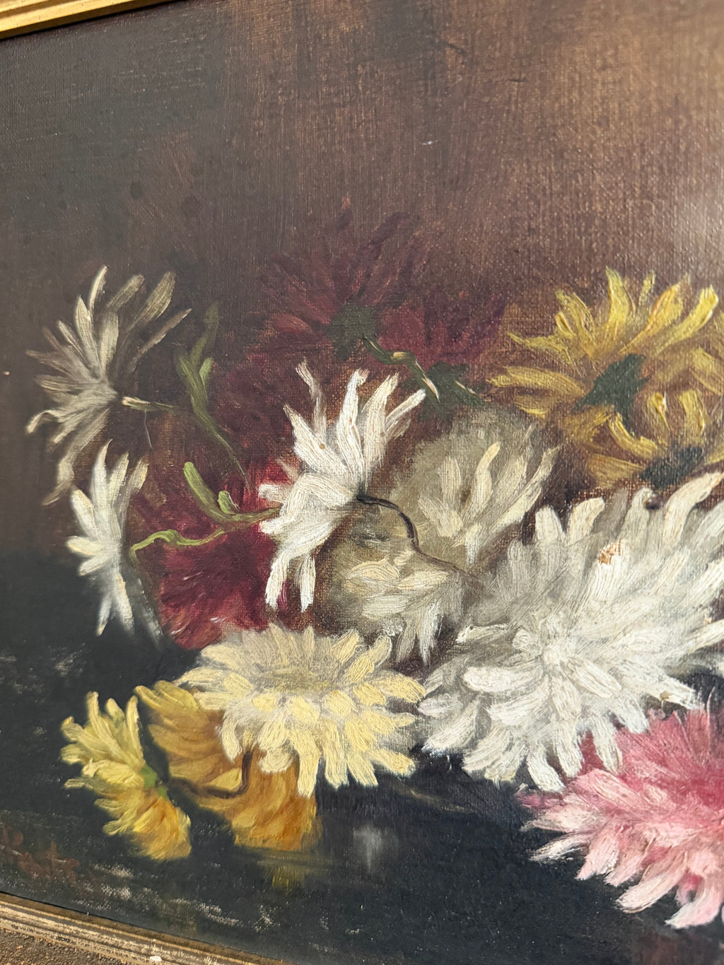 Antique Floral Oil Painting