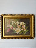 Antique Oil on Board featuring Tulips and Paper Whites