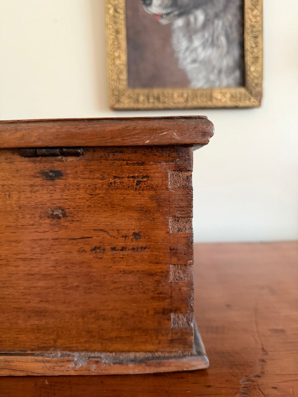 Antique Table Top Wooden Trunk Box