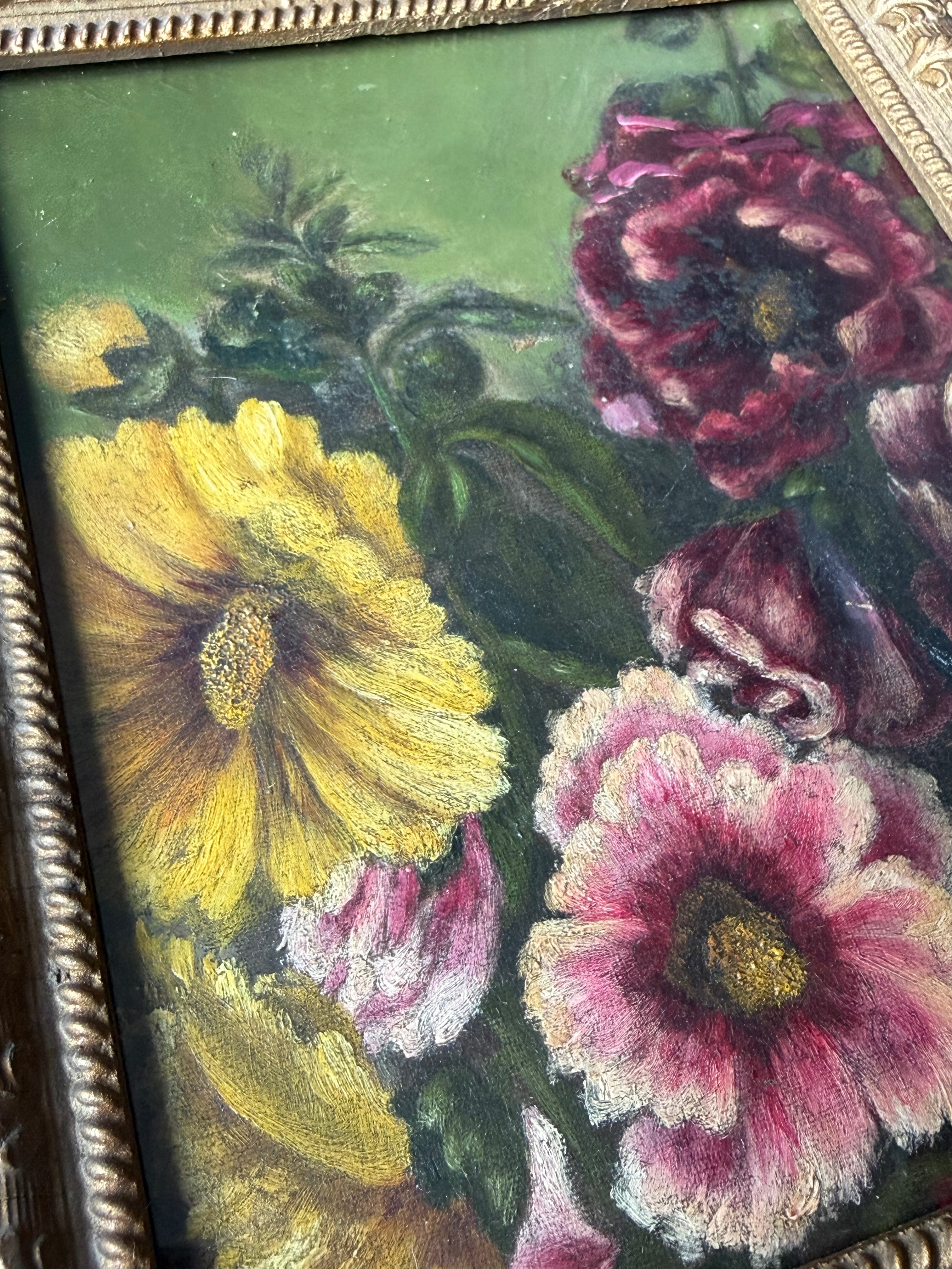 Antique Downsized Oil in Guilt Frame