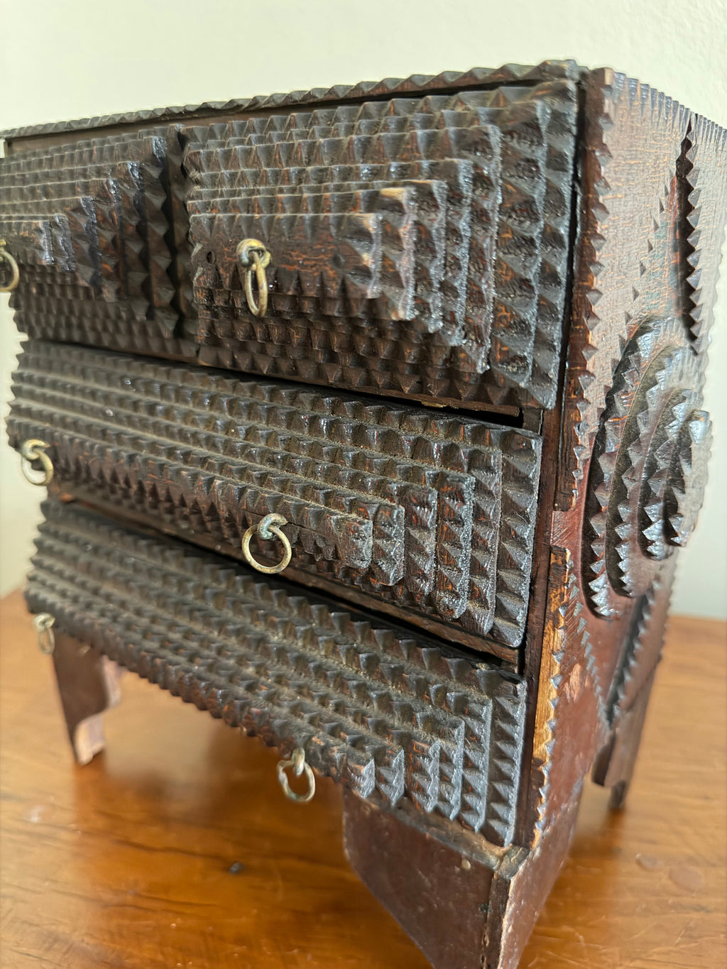 Antique Table Top Tramp Art Box