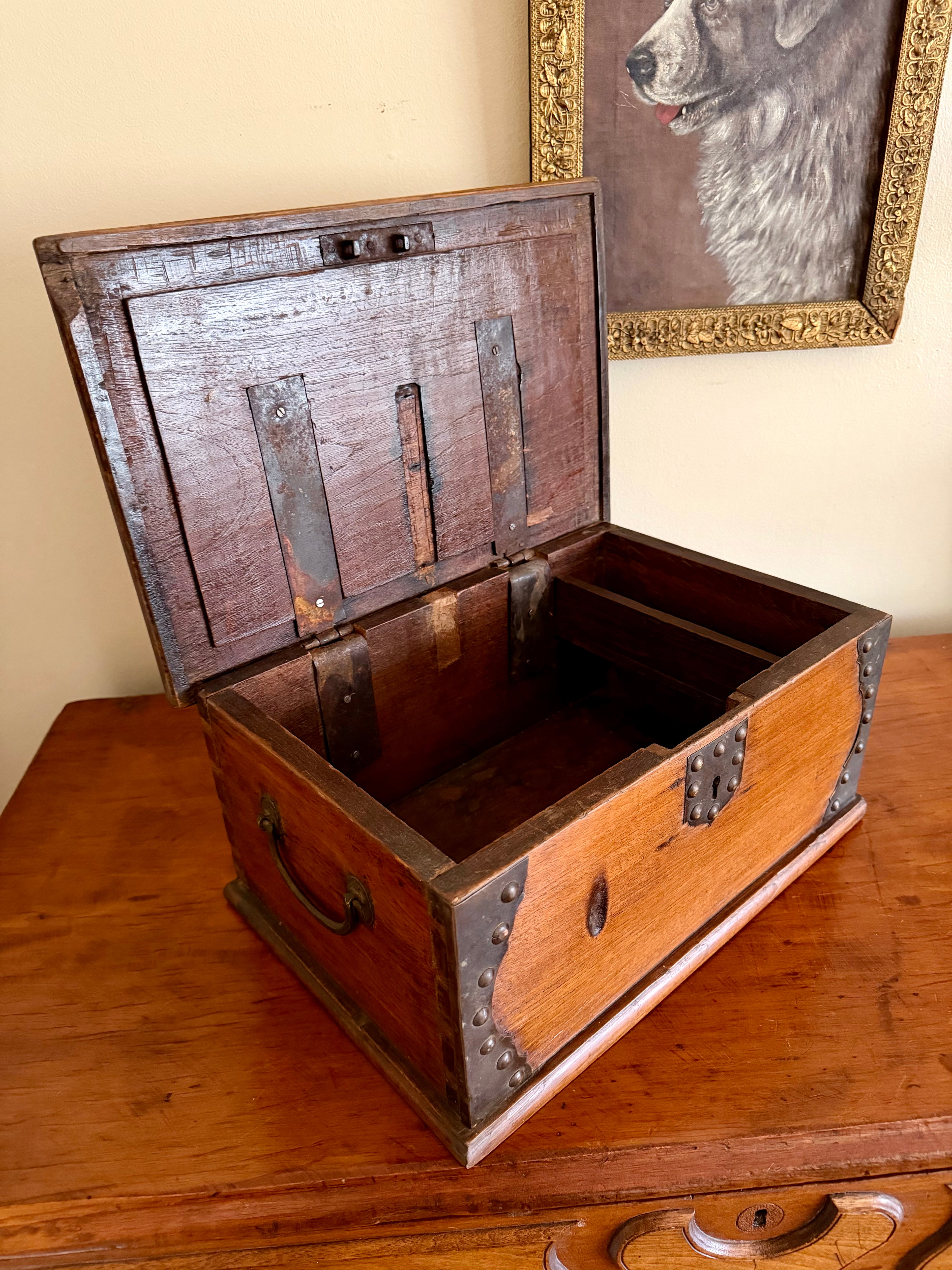 Antique Table Top Wooden Trunk Box